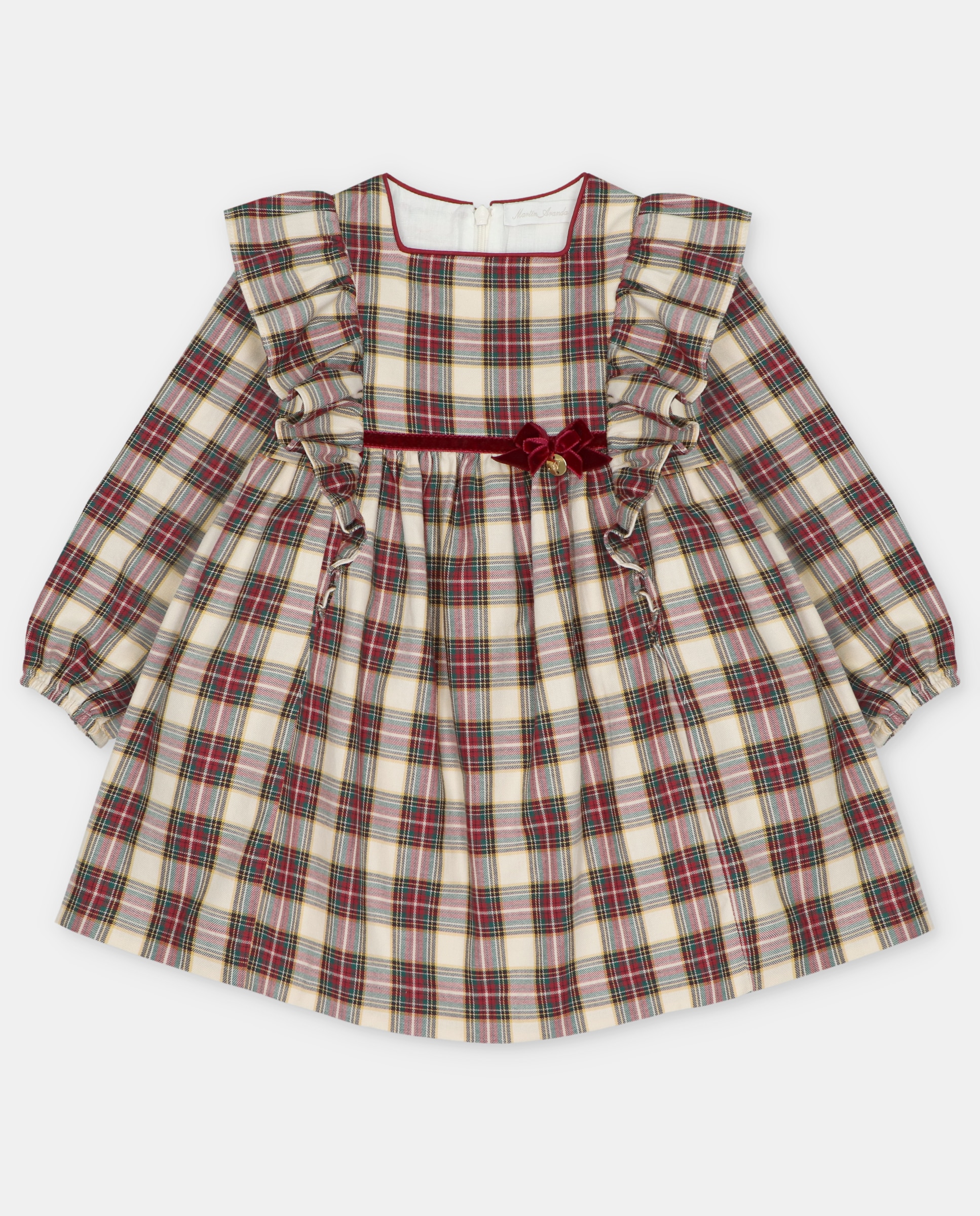 Imagem 0 de Vestido Infantil de Algodão Estampado Aos Quadrados