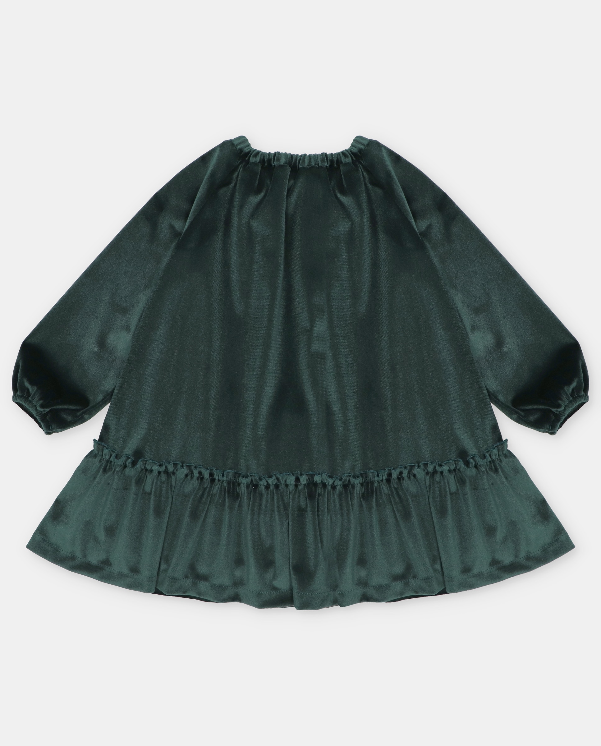 Vestido para Bebé de Veludo com Detalhe de Laço Bordado Verde-2