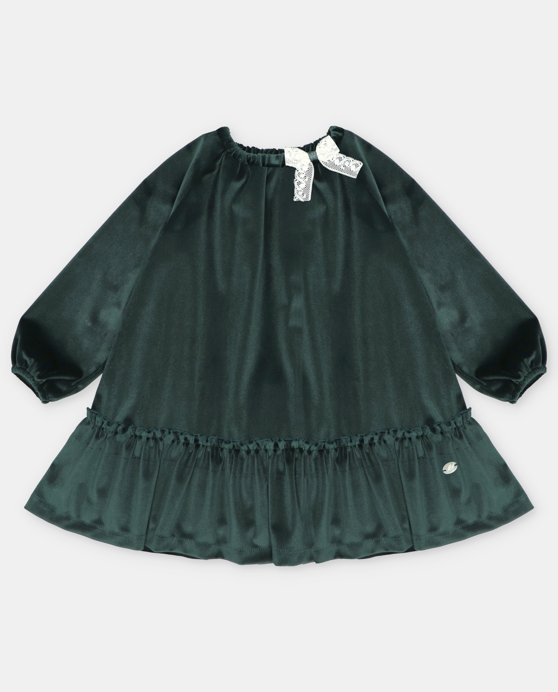 Imagem 0 de Vestido Infantil de Veludo com Detalhe de Laço Bordado.