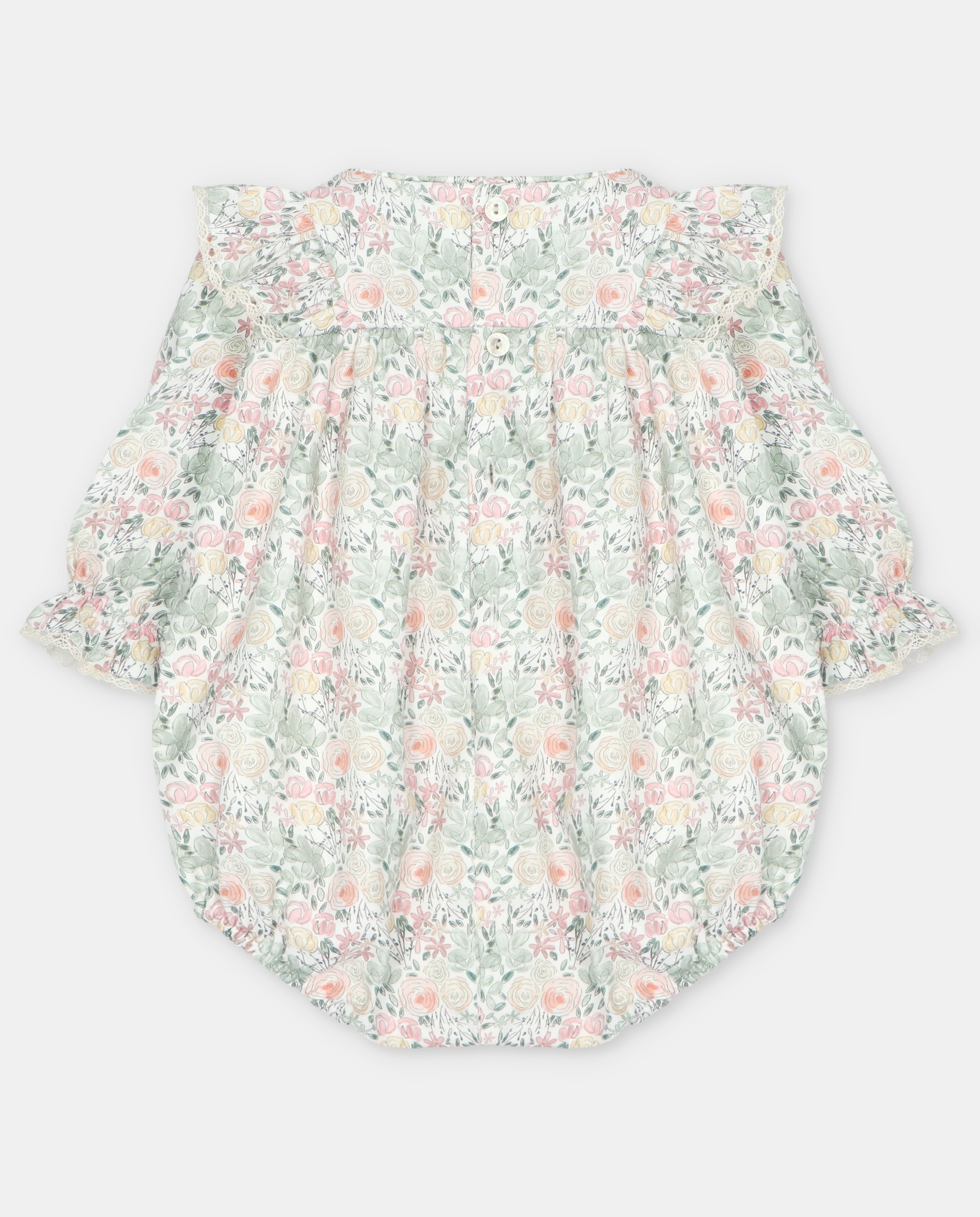 Babygrow para Bebé de Algodão com Estampado Fantasia e Folho no Ombro Verde-2