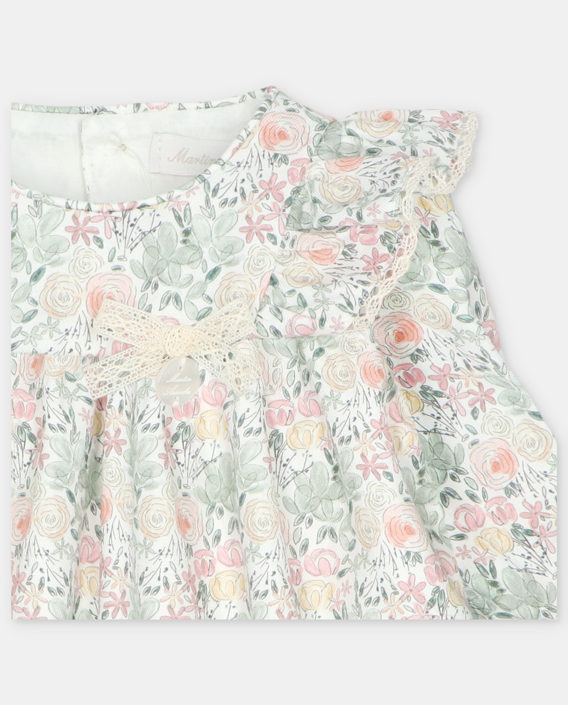 Babygrow para Bebé de Algodão com Estampado Fantasia e Folho no Ombro Verde-3