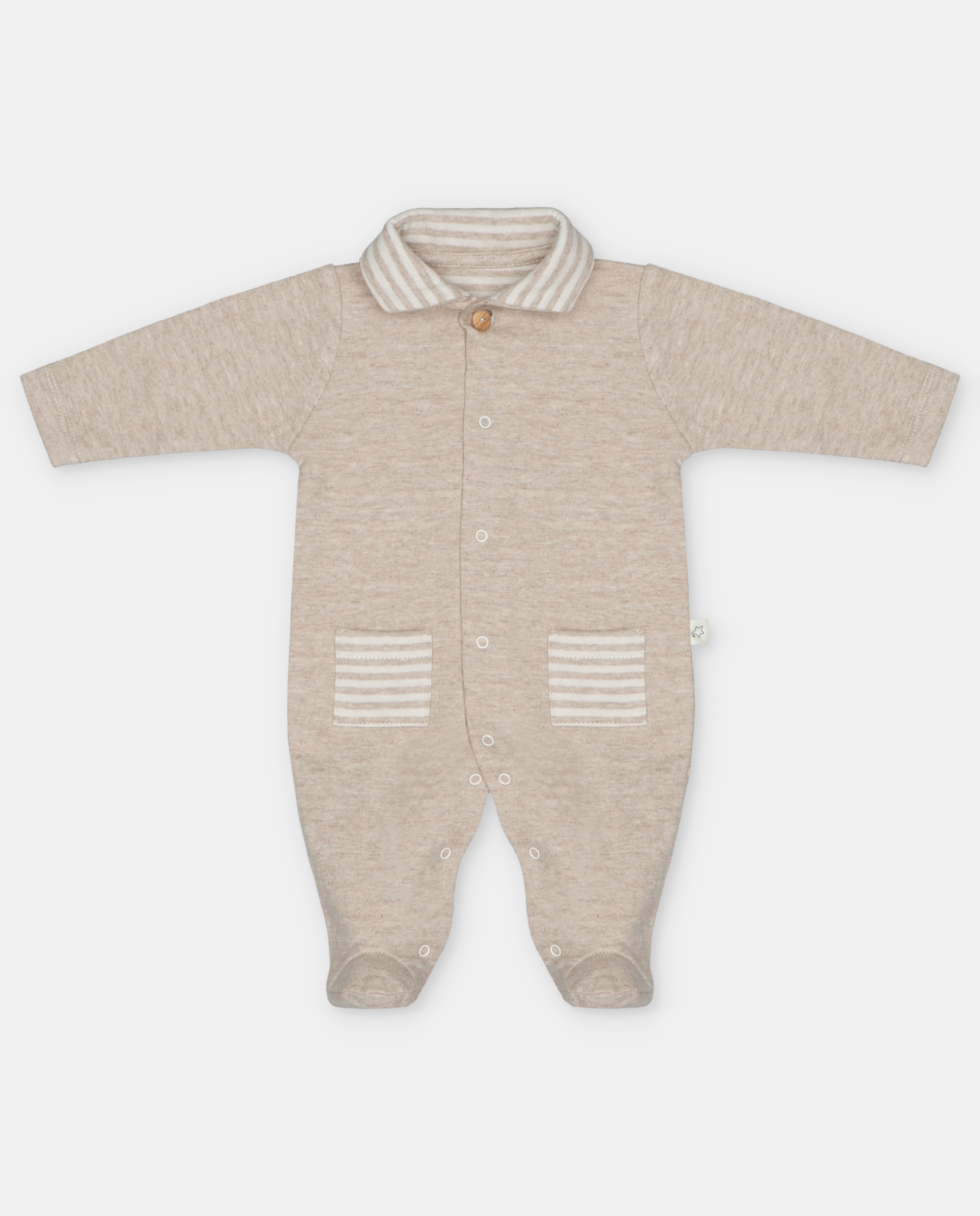 Imagem 0 de Pijama para Bebé de Interlock com Detalhes Microestampados Às Riscas