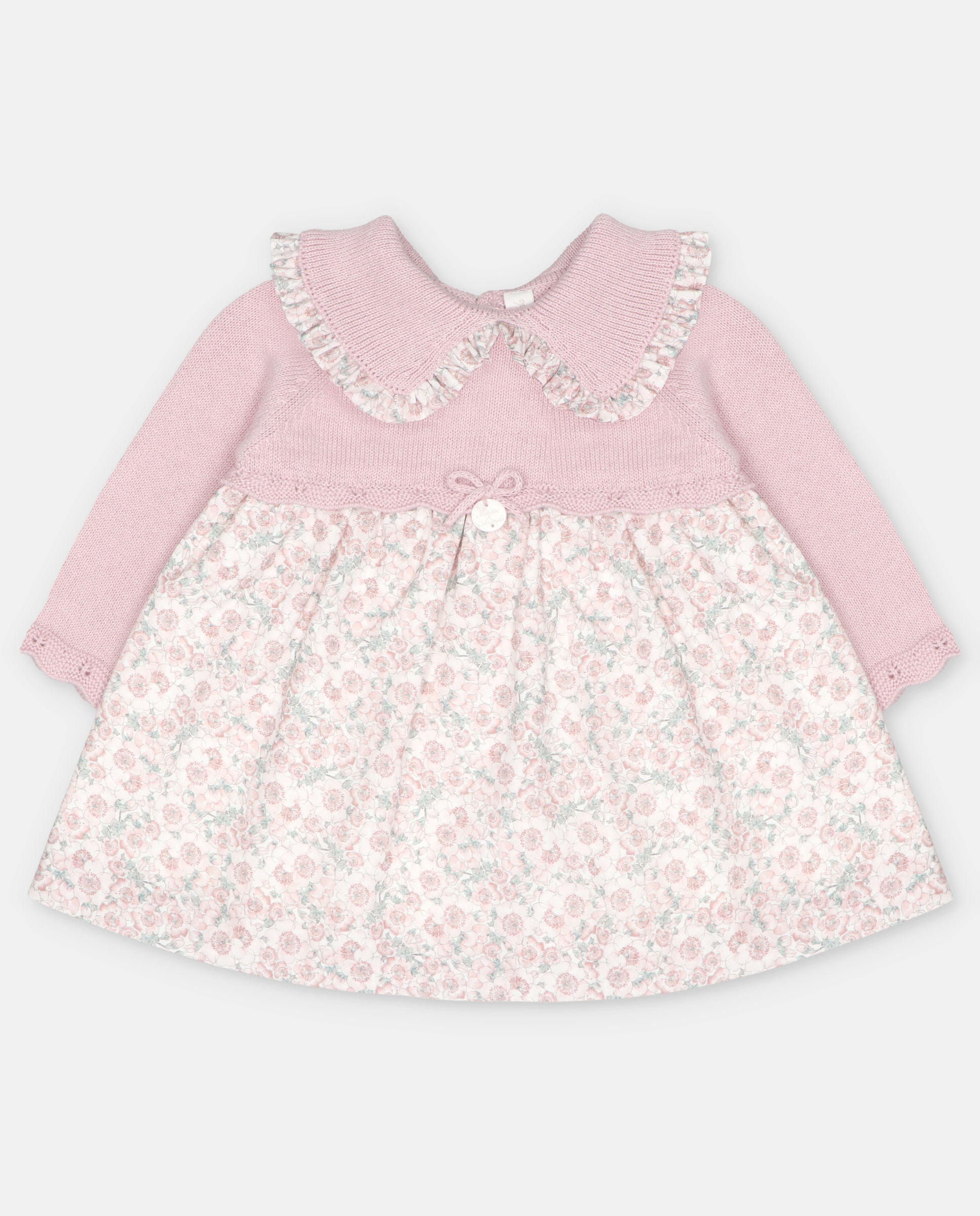 Imagem 0 de Vestido para Bebé com Detalhes Perfurados Combinado com Estampado de Flores