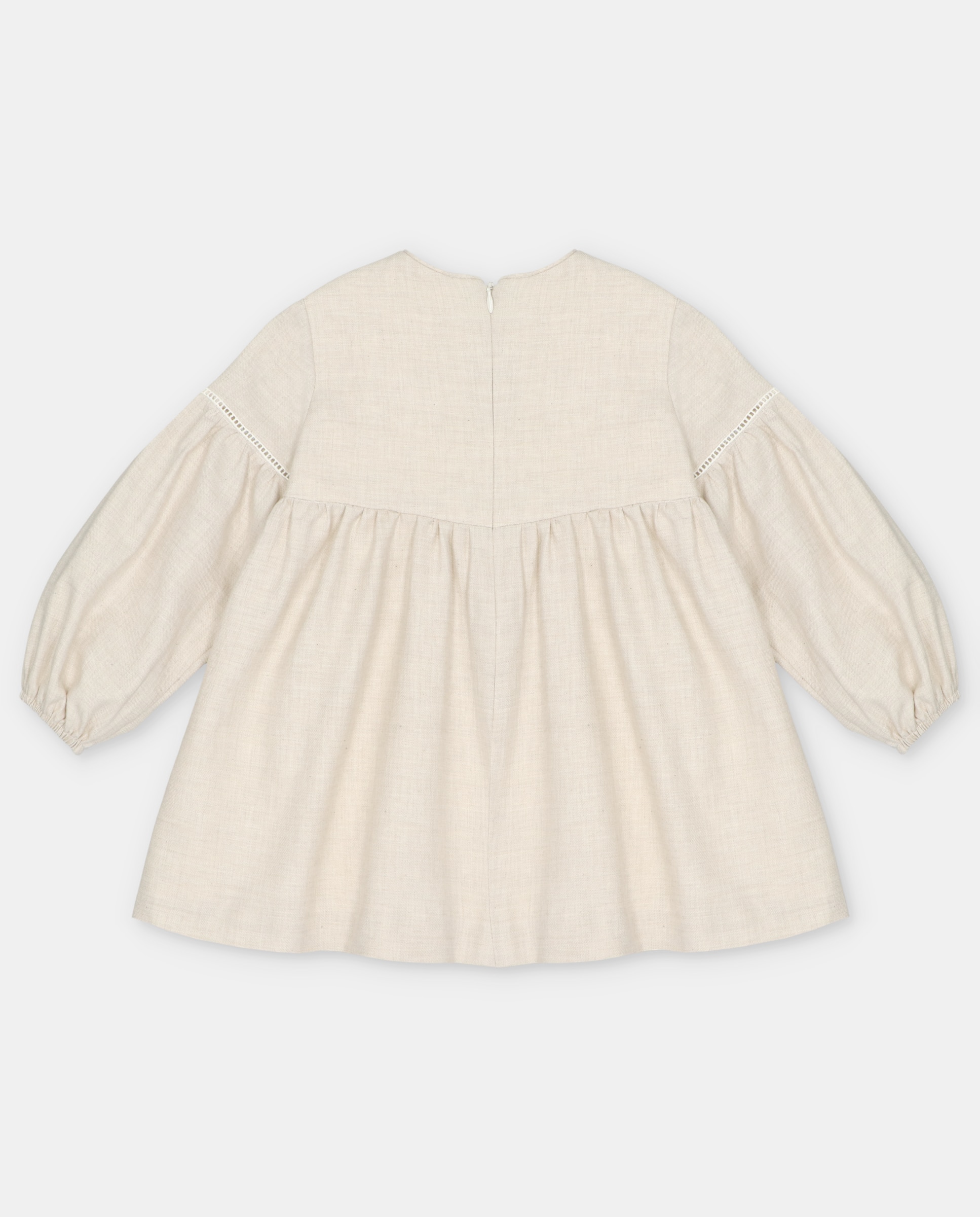 Vestido Infantil de Algodão com Desenho Bordado Areia-2