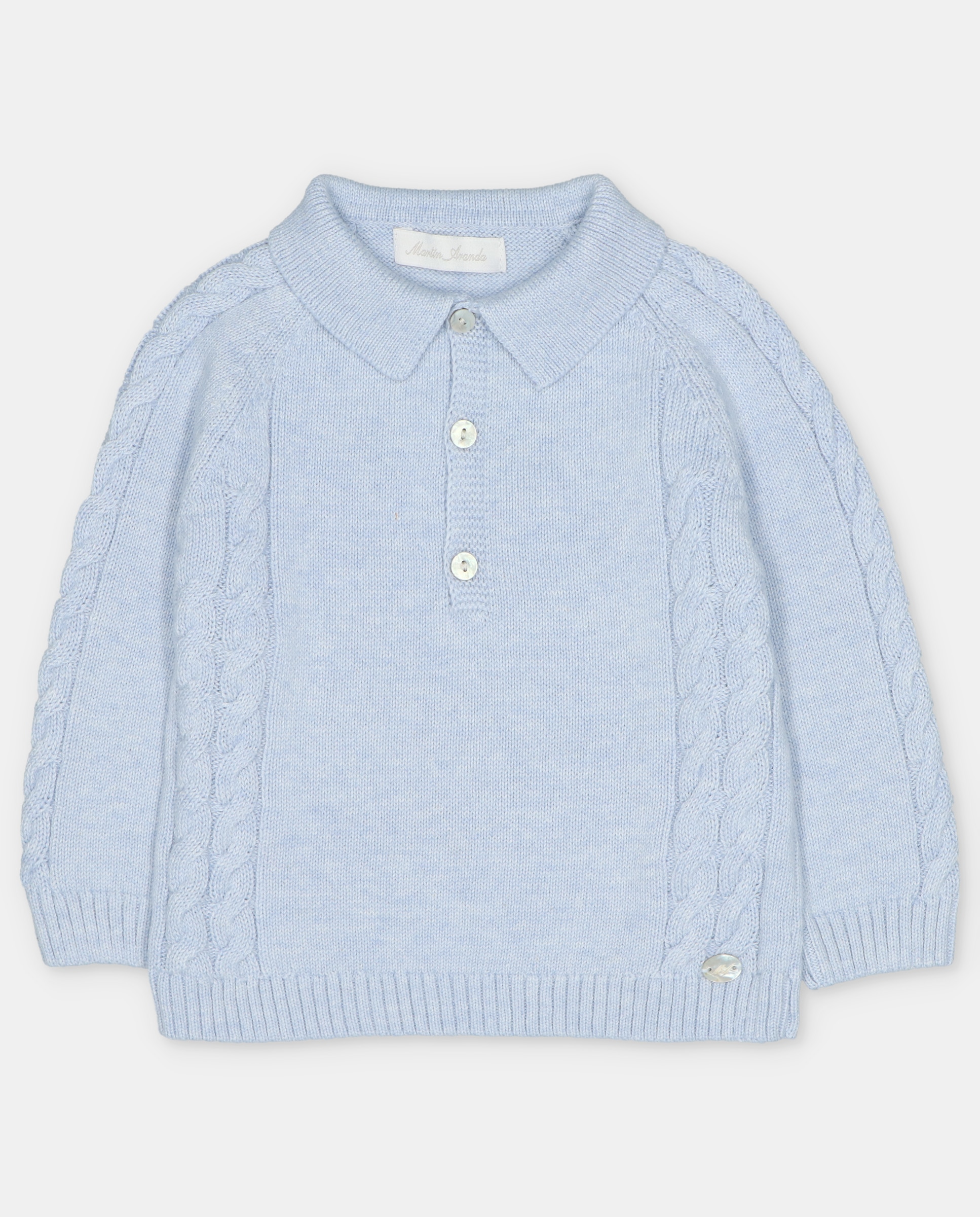 Imagem 0 de Camisola para Bebé com Gola Polo e Detalhes Entrançados
