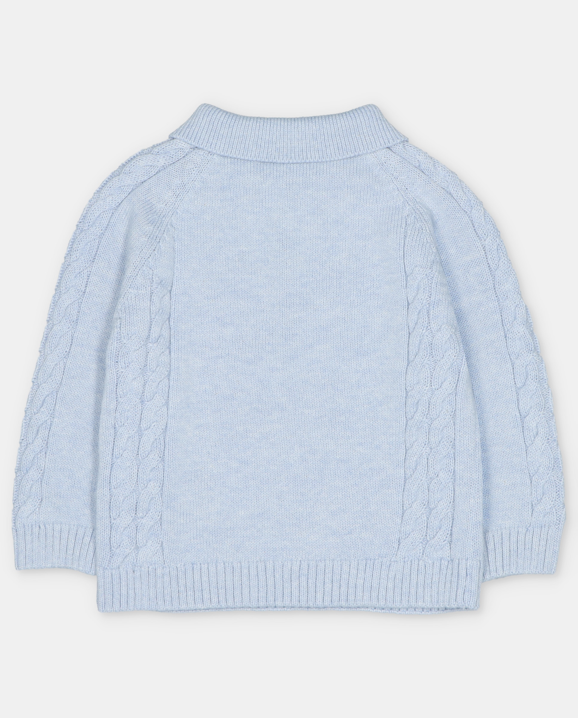 Camisola para Bebé com Gola Polo e Detalhes Entrançados Azul-celeste-2