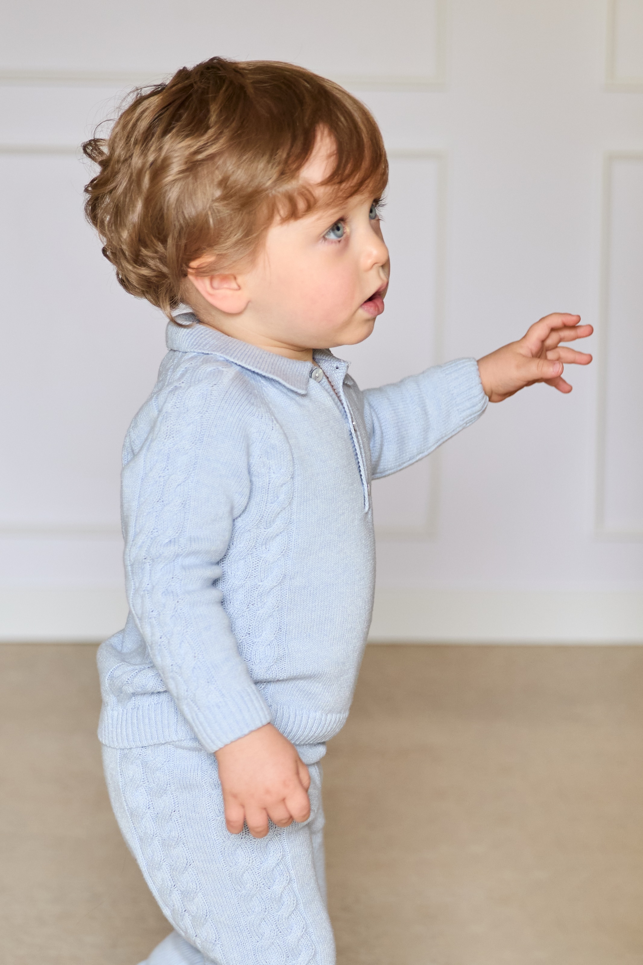 Camisola para Bebé com Gola Polo e Detalhes Entrançados Azul-celeste-5