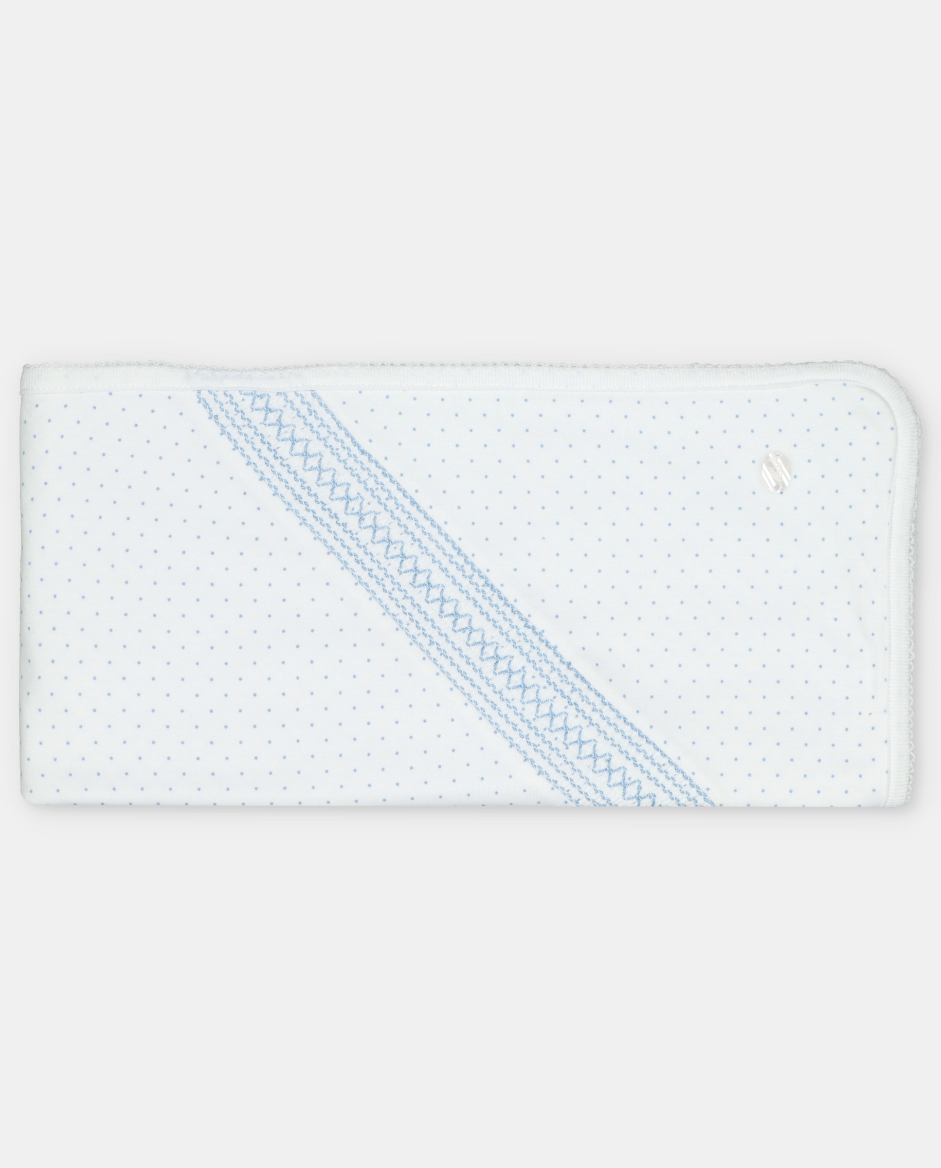 Xaile para Bebé de Interlock Microestampado com Smock Azul-2