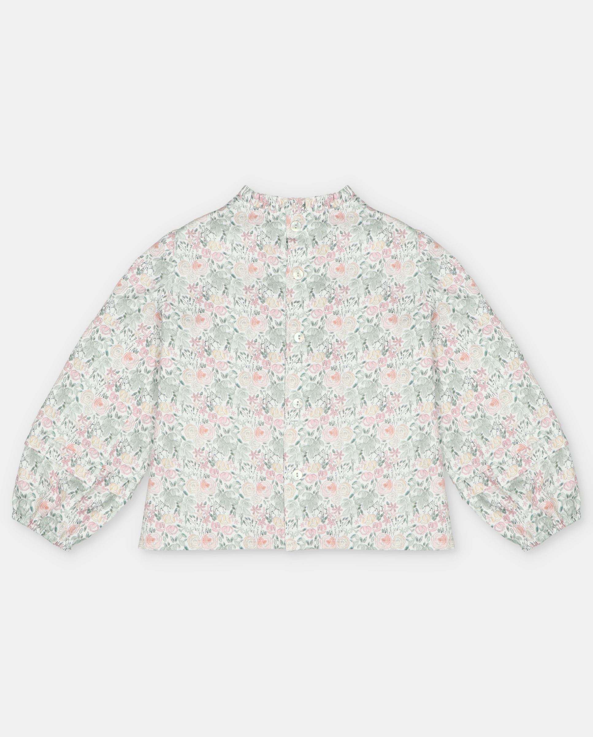 Camisa de Manga Comprida Infantil Microestampada de Fantasia com Gola Pregas e Jaretas Verde-2