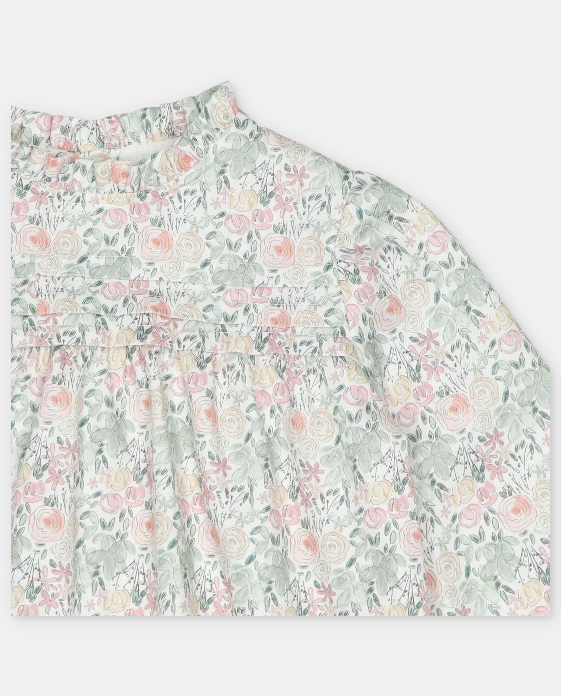Camisa de Manga Comprida Infantil Microestampada de Fantasia com Gola Pregas e Jaretas Verde-3