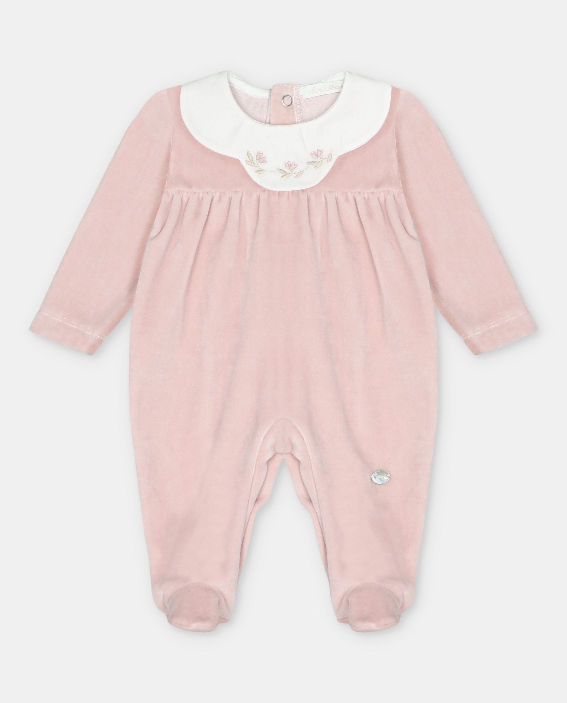 Imagem 0 de Pijama para Bebé de Veludo com Gola Folho com Desenho Bordado