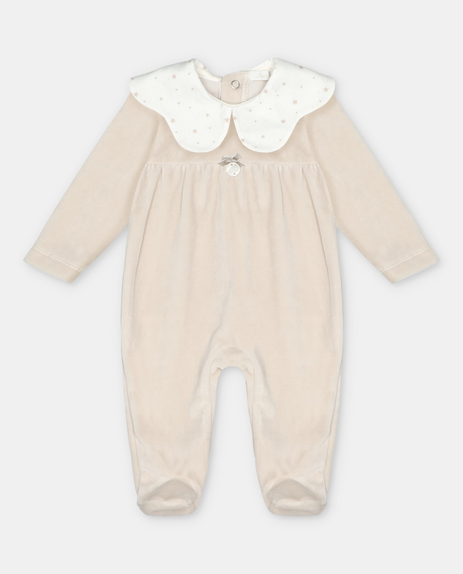 Imagem 0 de Pijama para Bebé de Veludo com Gola Baberola Microestampado de Estrelas