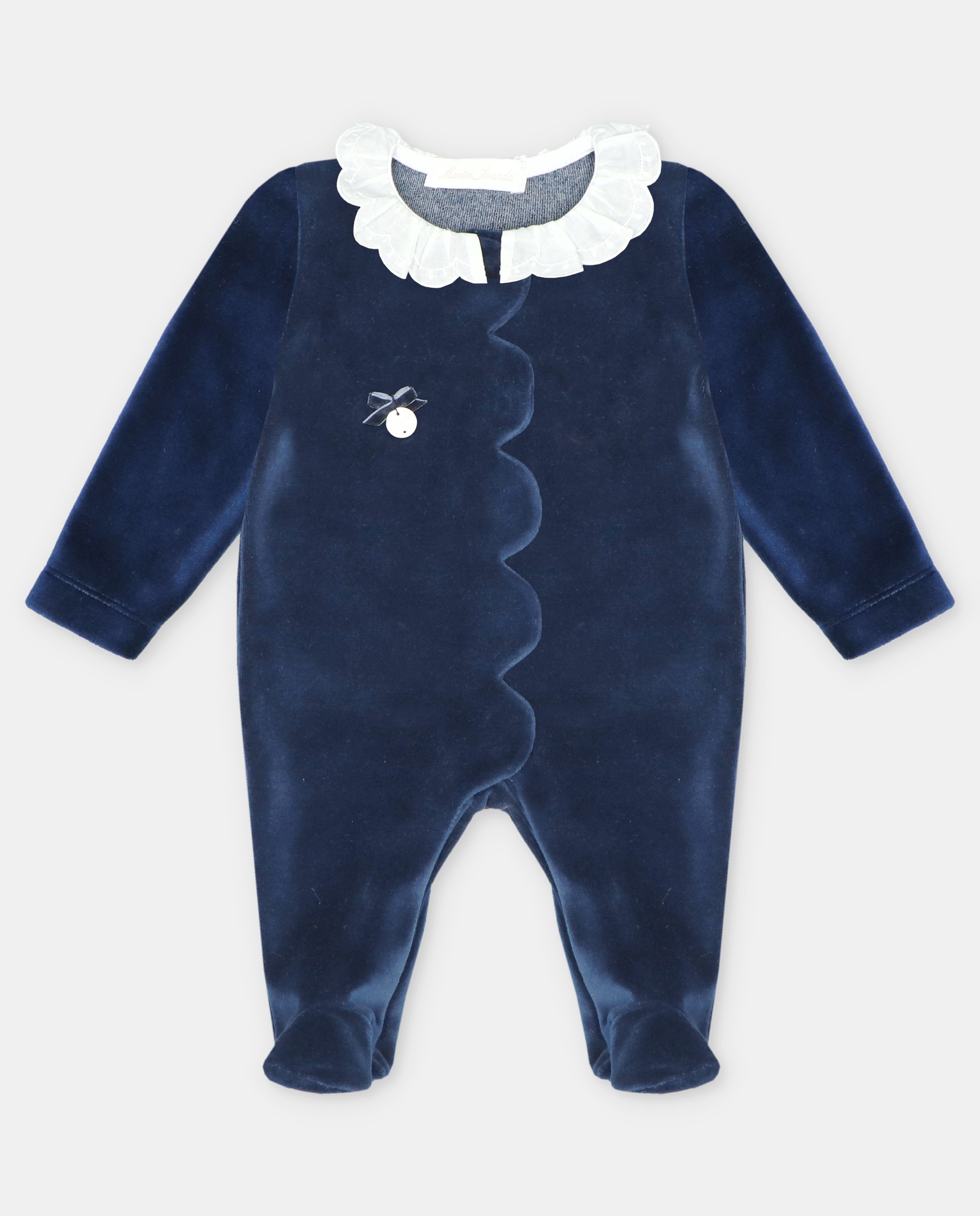 Imagem 0 de Pijama para Bebé de Veludo com Gola Folho Bordada