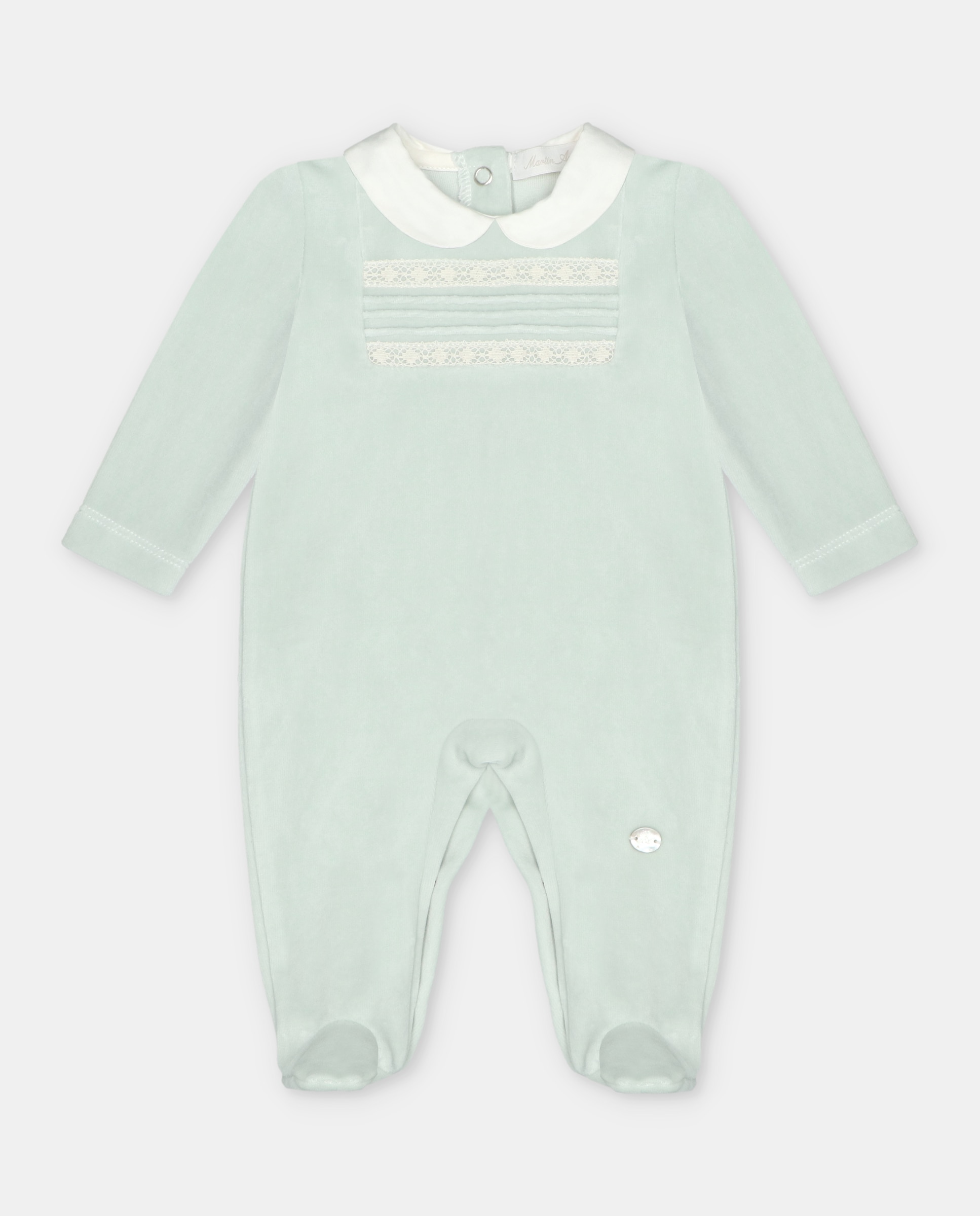 Imagem 0 de Pijama para Bebé de Veludo com Entredos Bordado