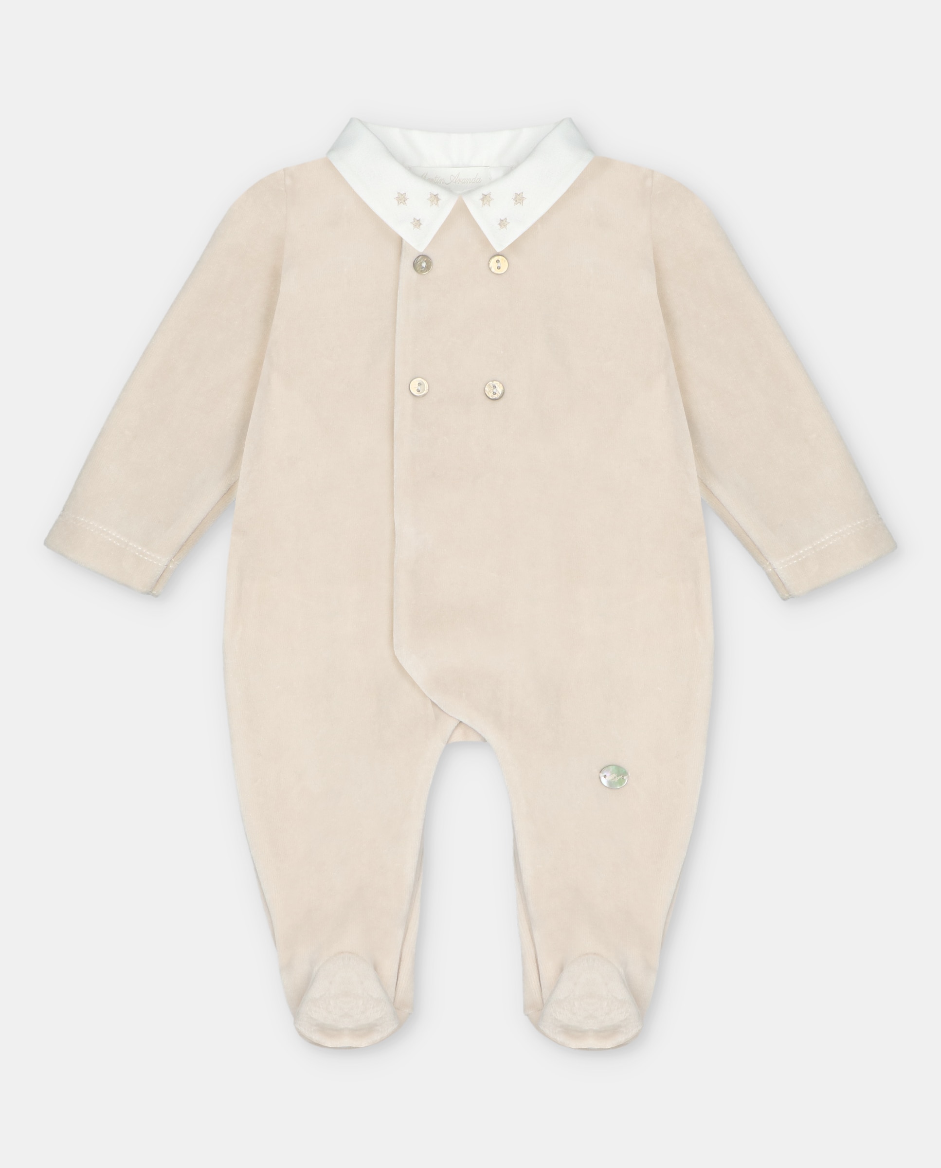 Imagem 0 de Pijama para Bebé de Veludo com Gola Bordada Estrelas