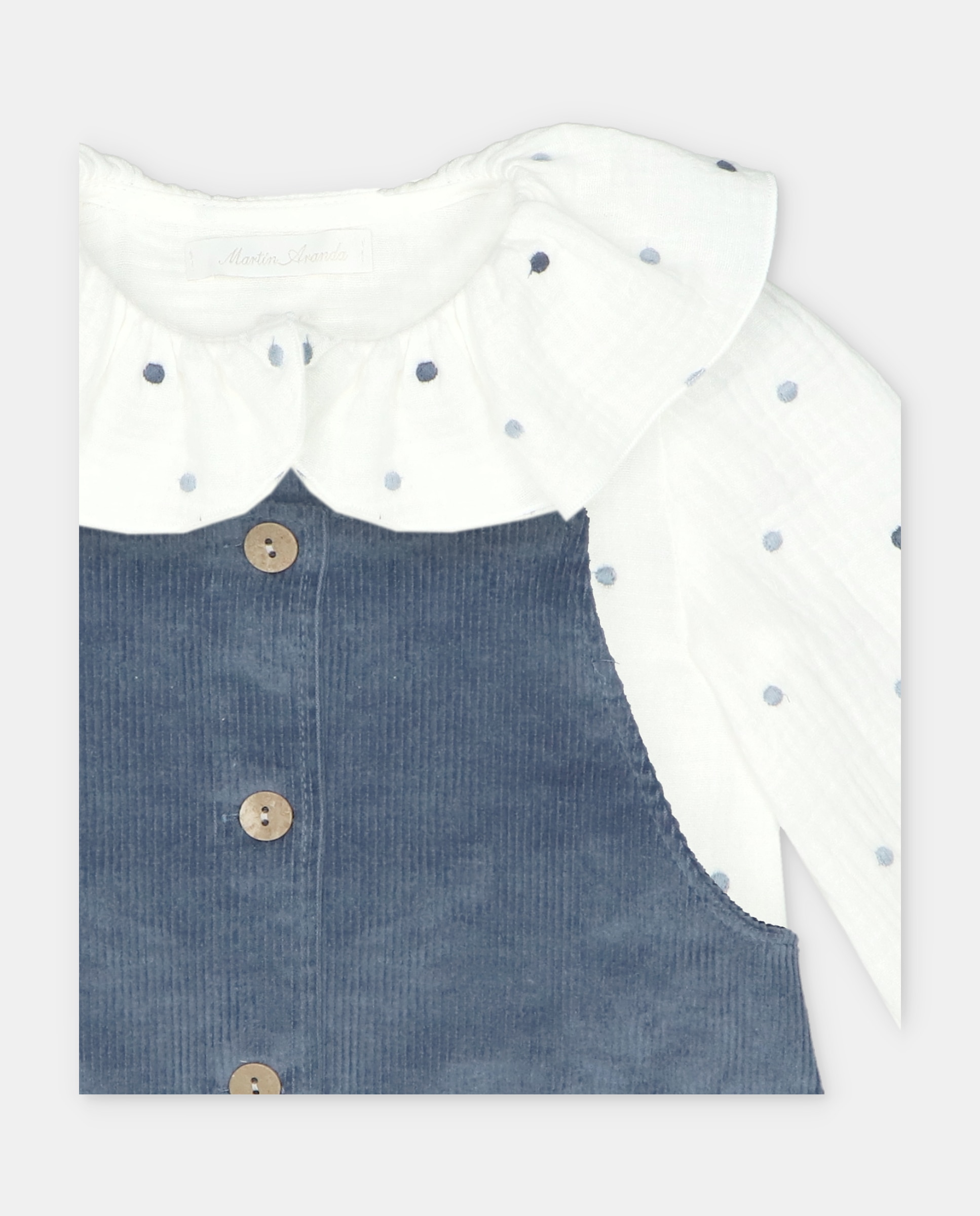 Conjunto Infantil de Camisa Estampada de Fantasia e Jardineira de Microbombazina Azul-3