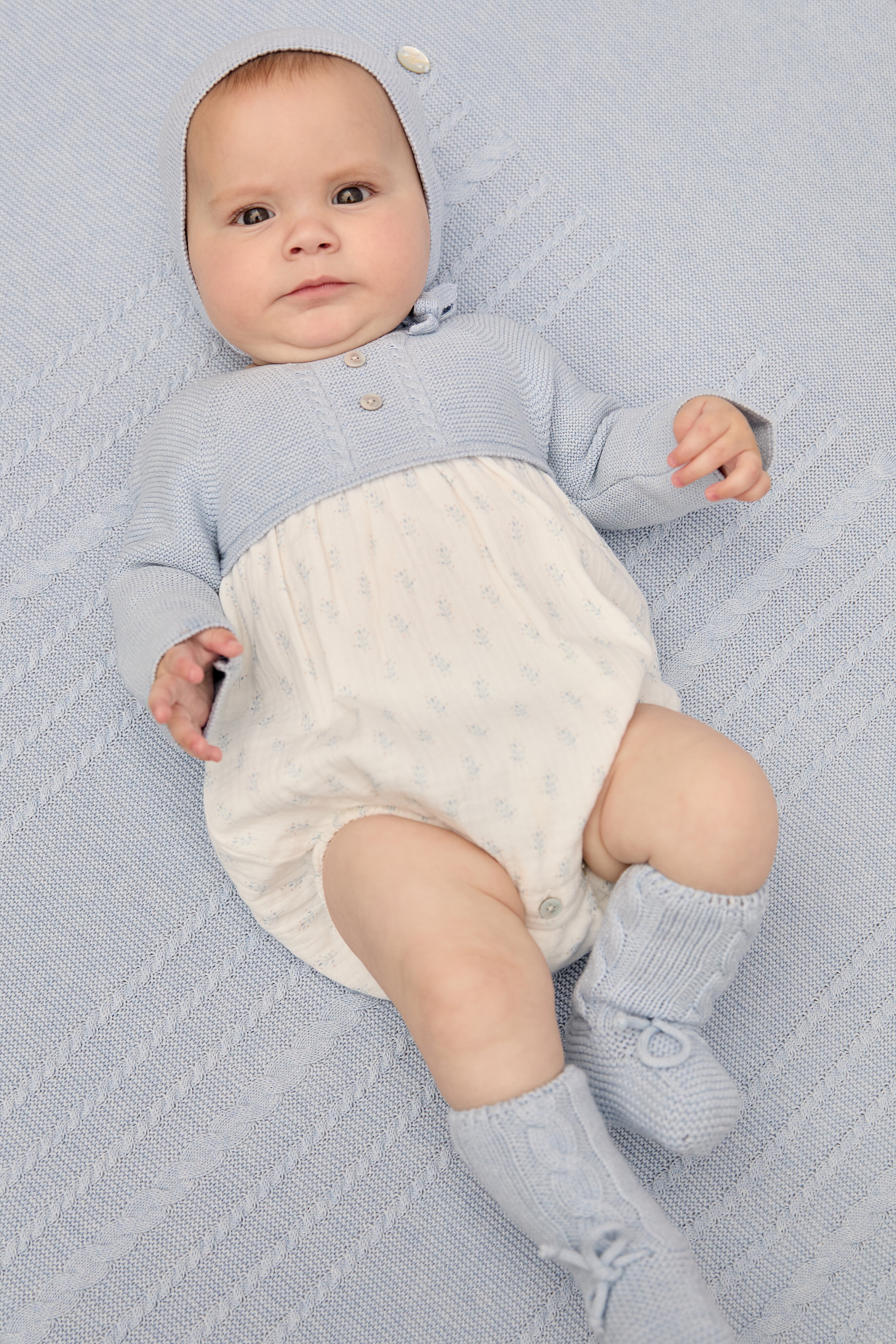 Sapatinhos de Bebés de Malha com Tranças Azul-celeste-4