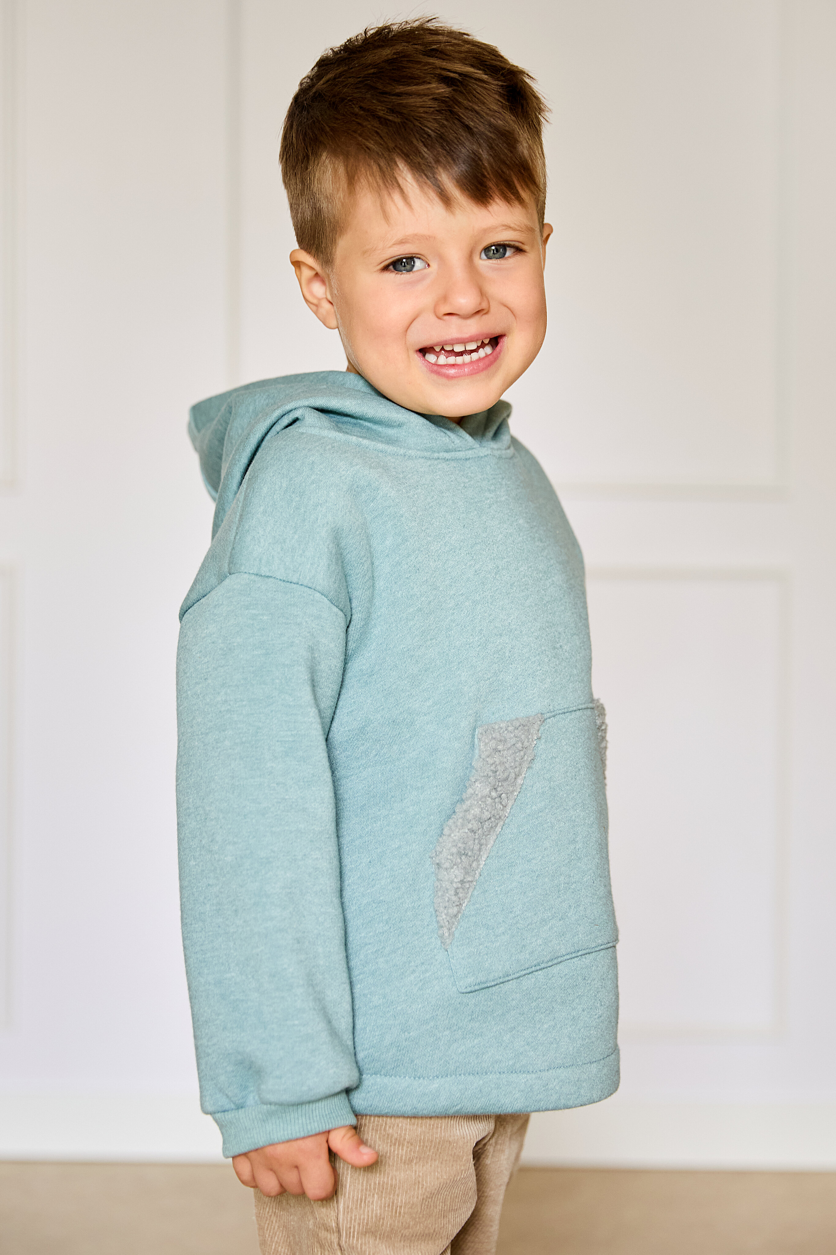 Sweatshirt para Bebé com Capuz e Bolso Verde-claro-5
