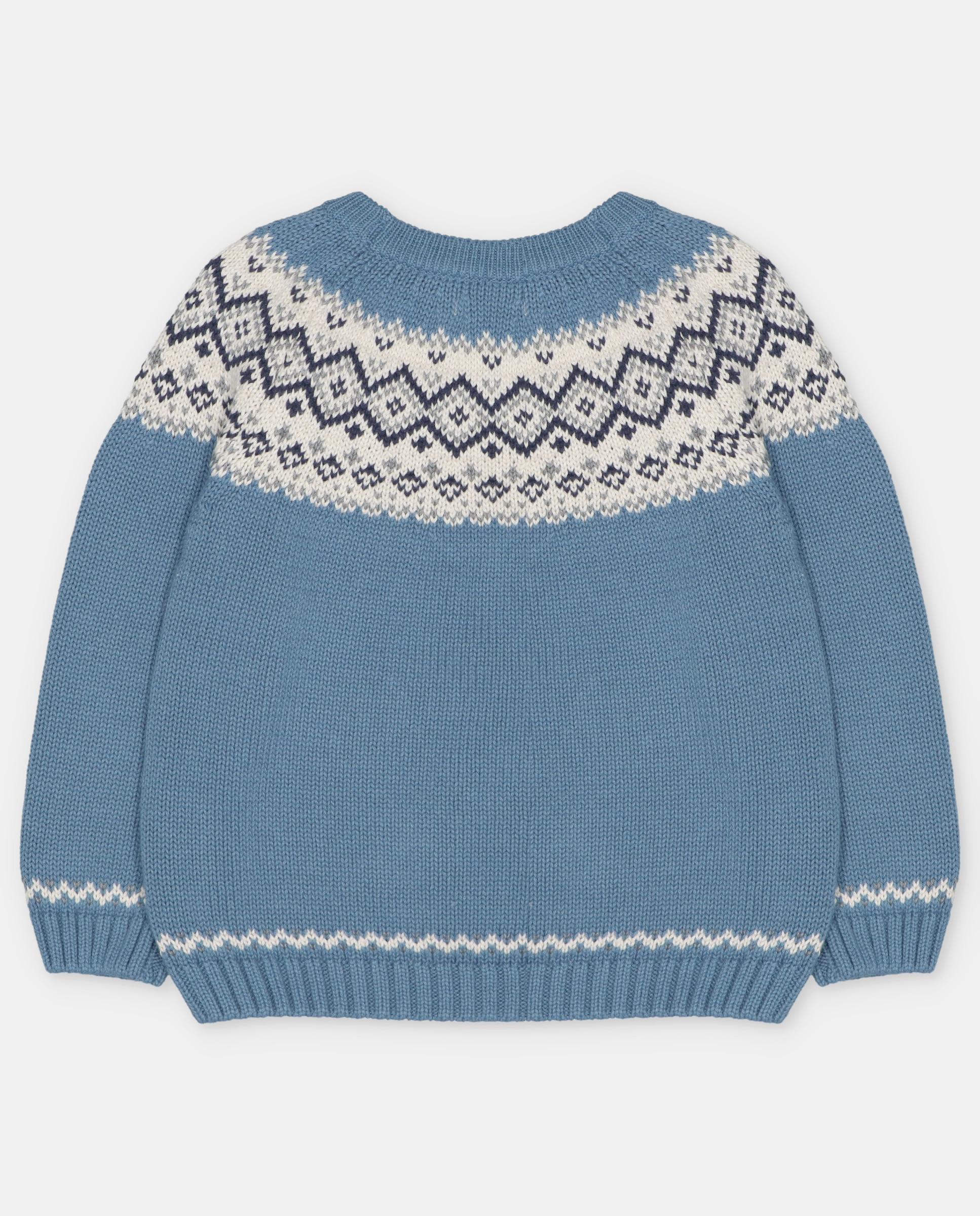 Camisola para Bebé com Barra Decorativa em Contraste Azul-2