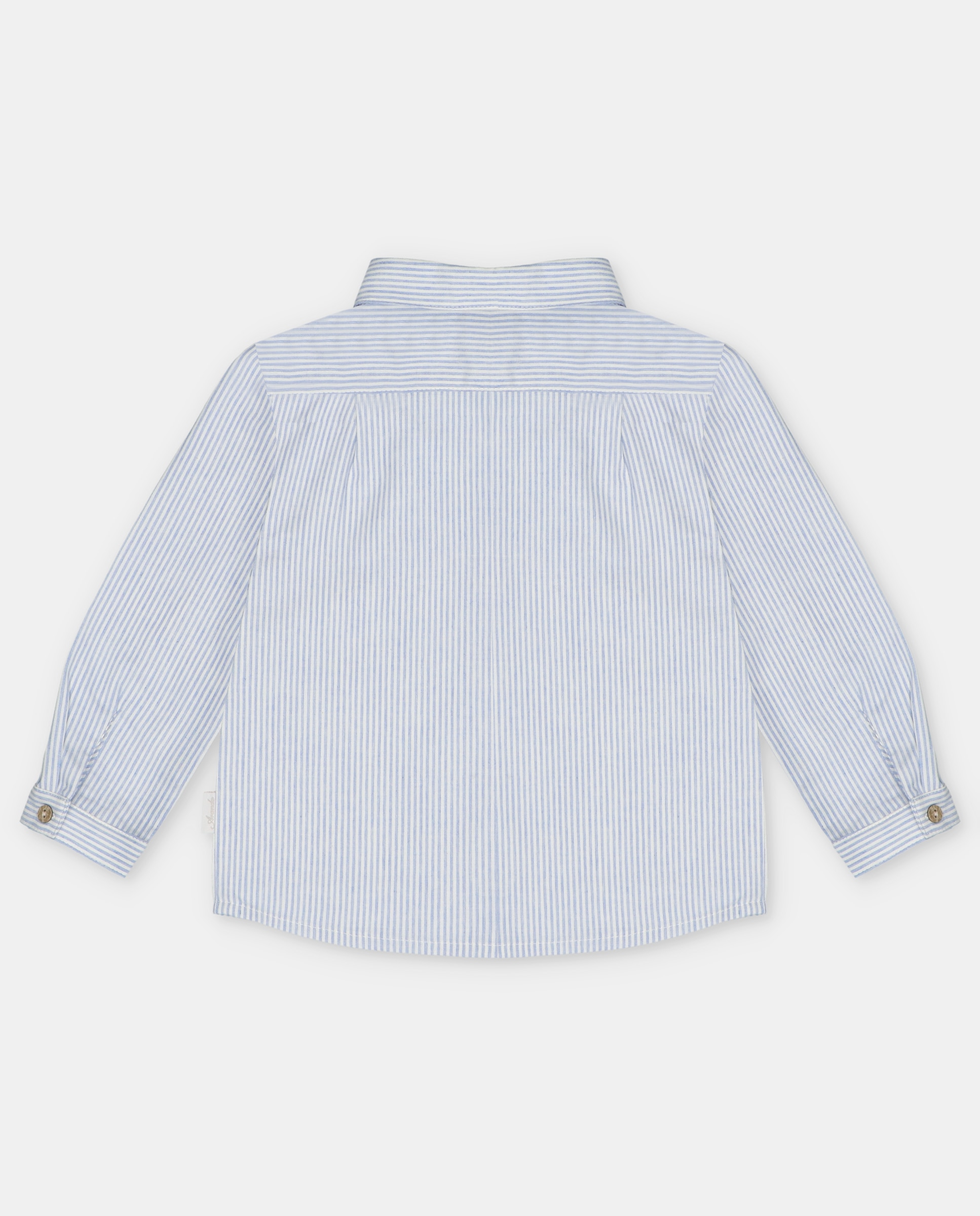 Camisa Infantil de Algodão Microestampada Às Riscas Azul-2