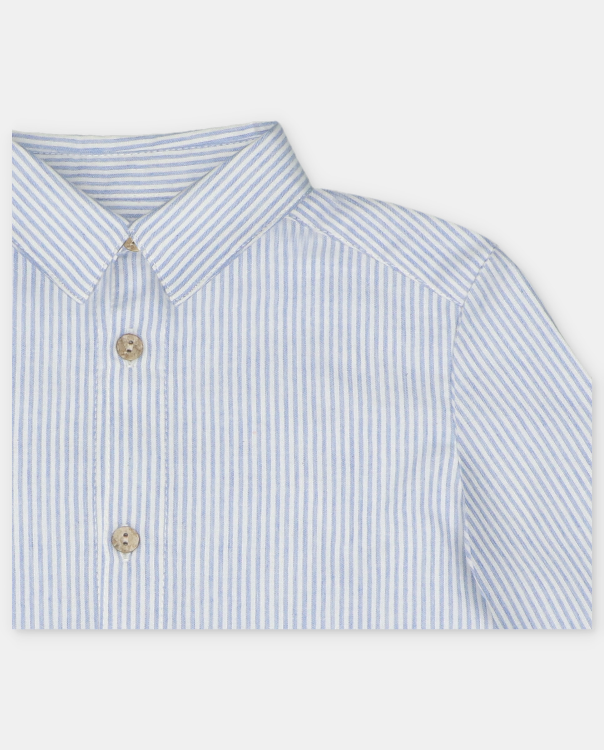 Camisa Infantil de Algodão Microestampada Às Riscas Azul-3