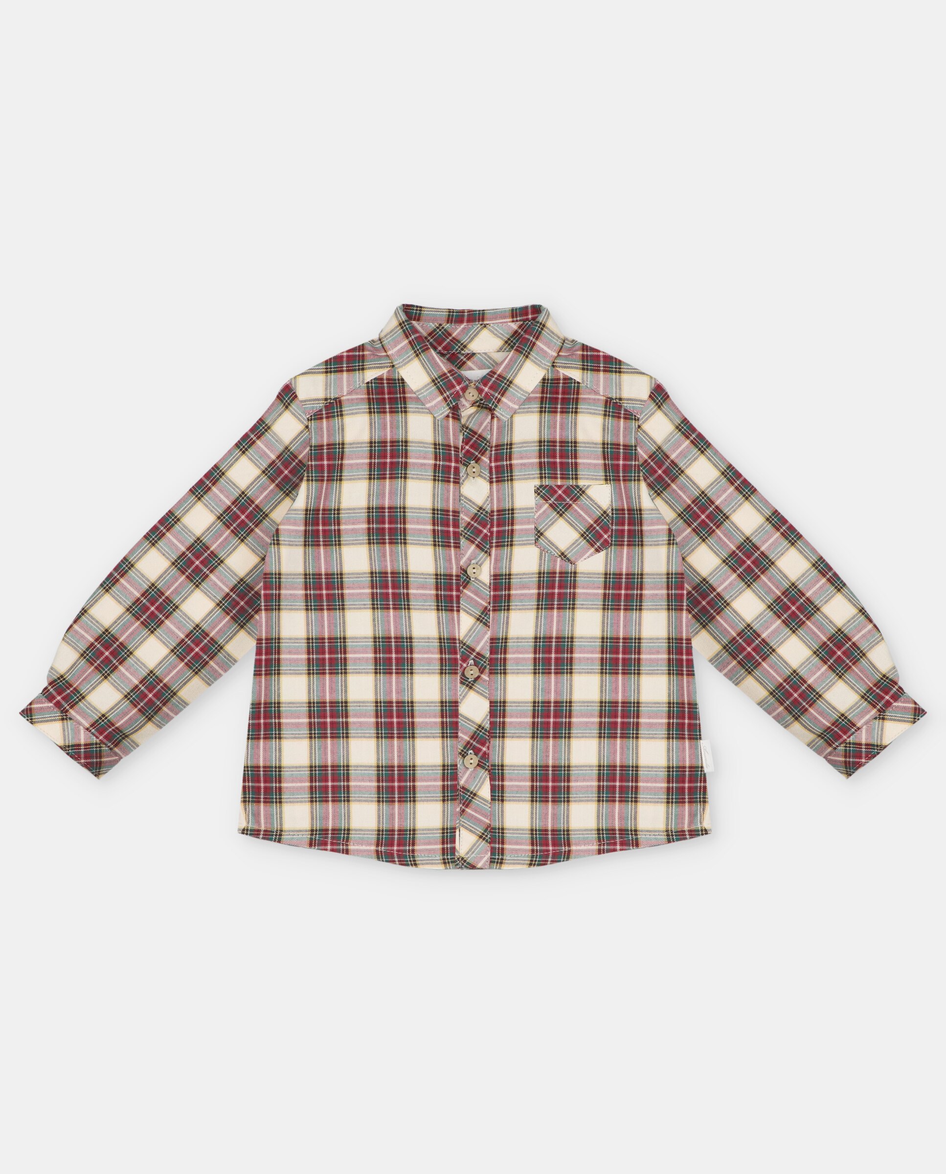 Imagem 0 de Camisa Infantil de Algodão Estampada Aos Quadrados com Bolso