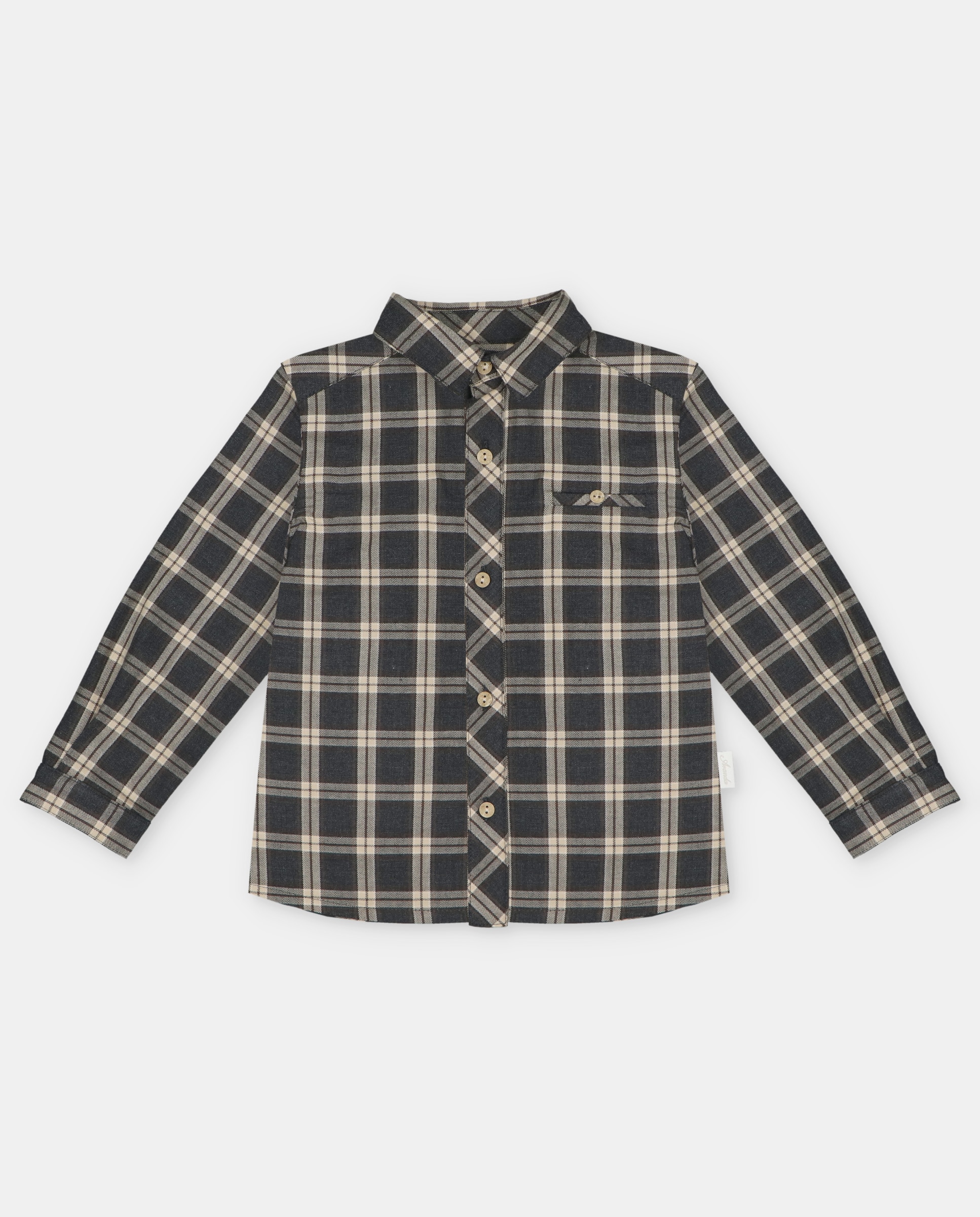 Imagem 0 de Camisa Infantil de Algodão Estampada Aos Quadrados com Bolso