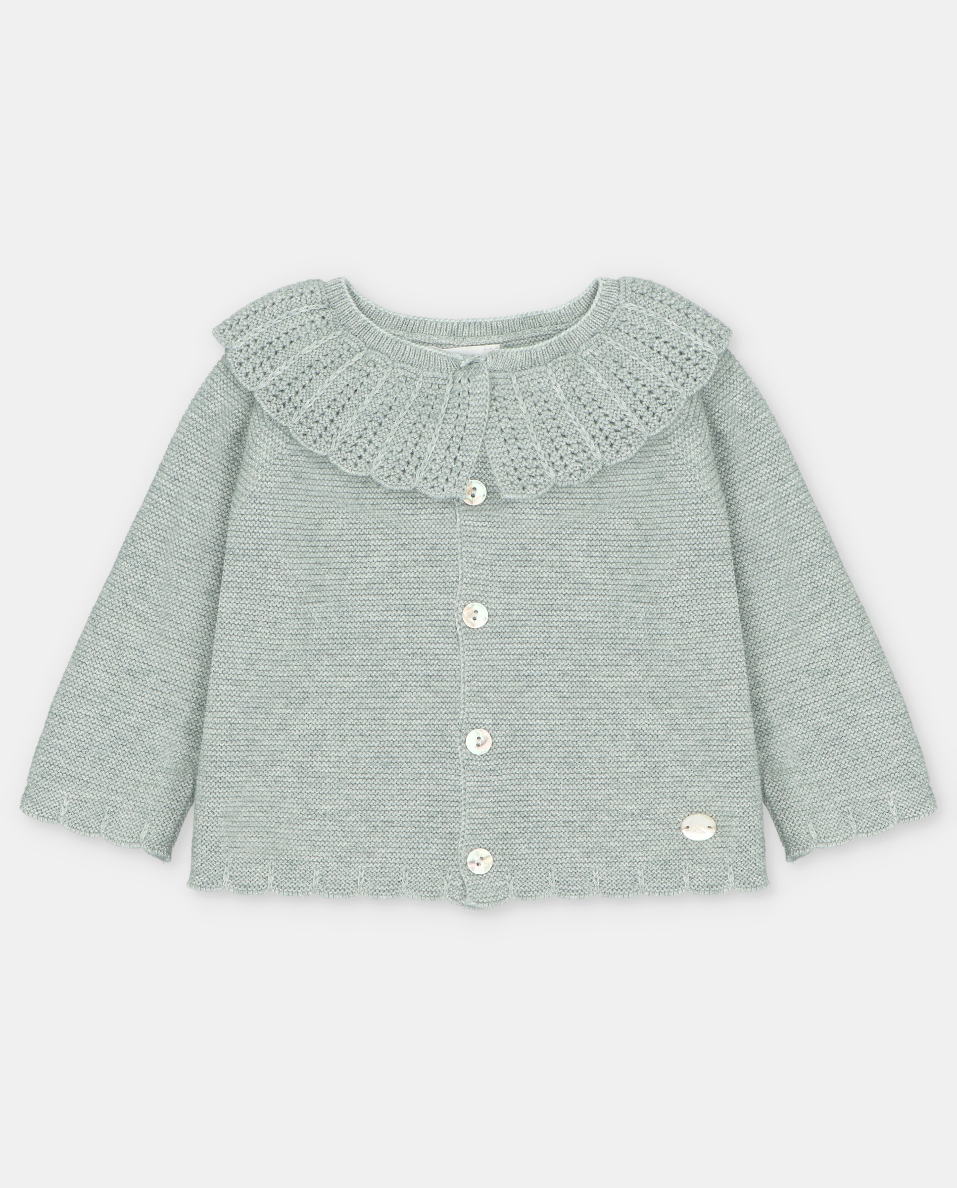 Imagem 0 de Casaco Infantil Tricot com Gola Folho Perfurada