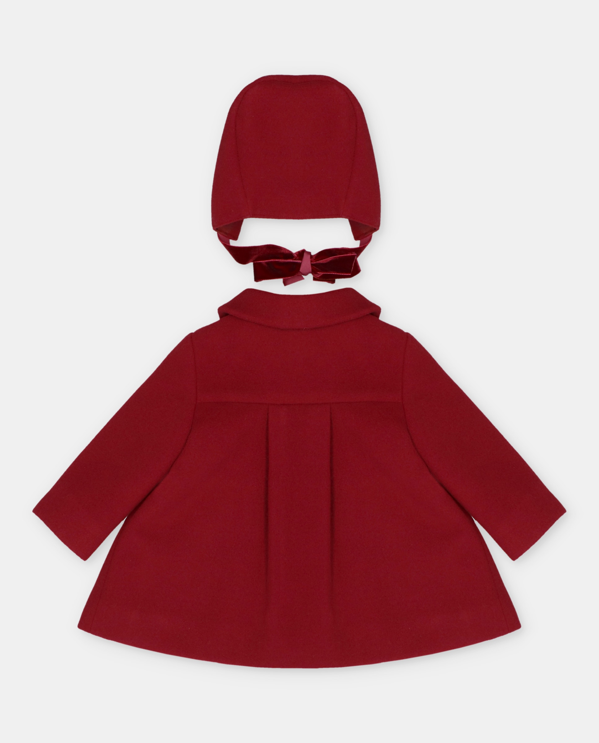 Sobretudo com Capuz de Pano Infantil com Gola Bebé Vermelho-2