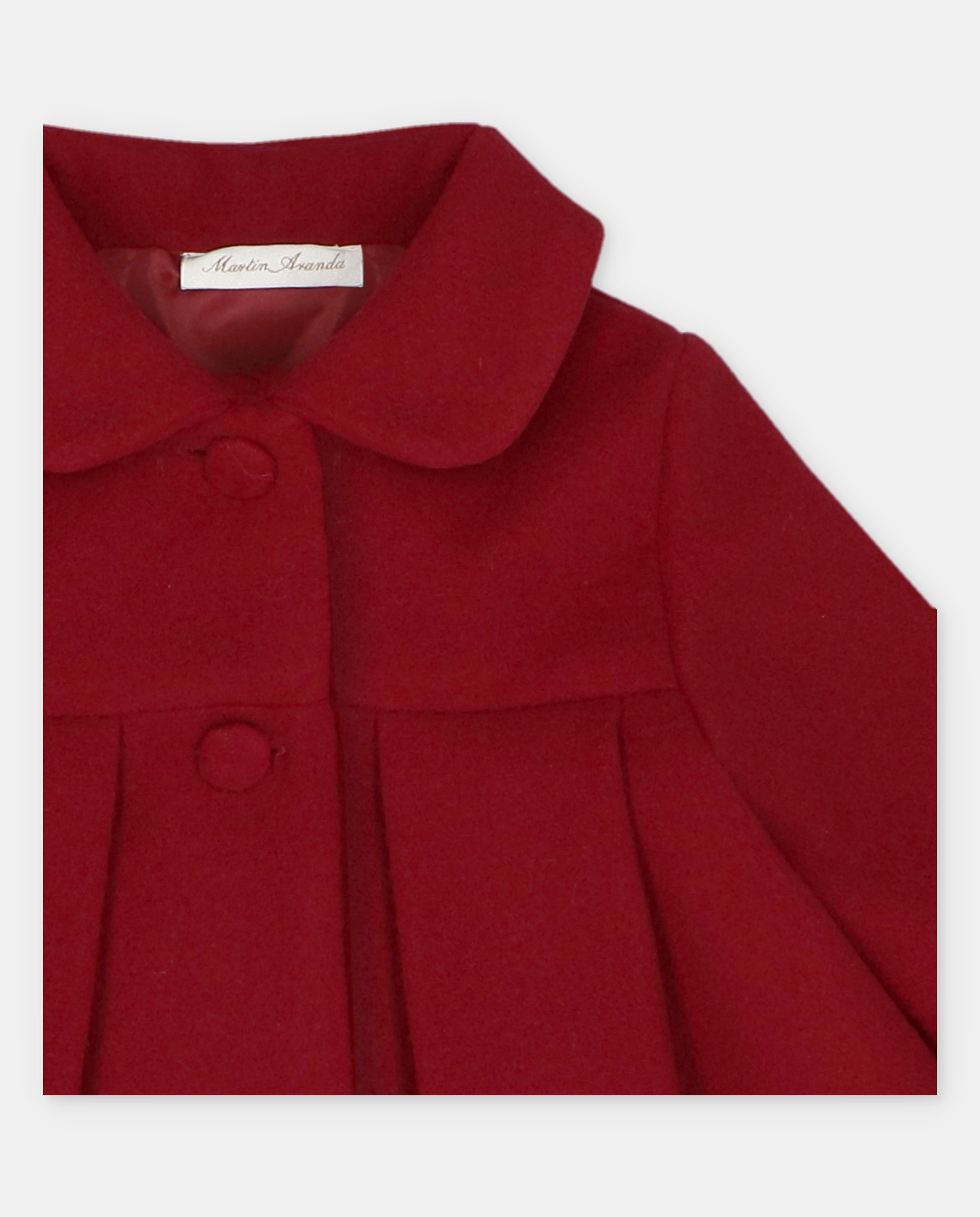 Sobretudo com Capuz de Pano Infantil com Gola Bebé Vermelho-3