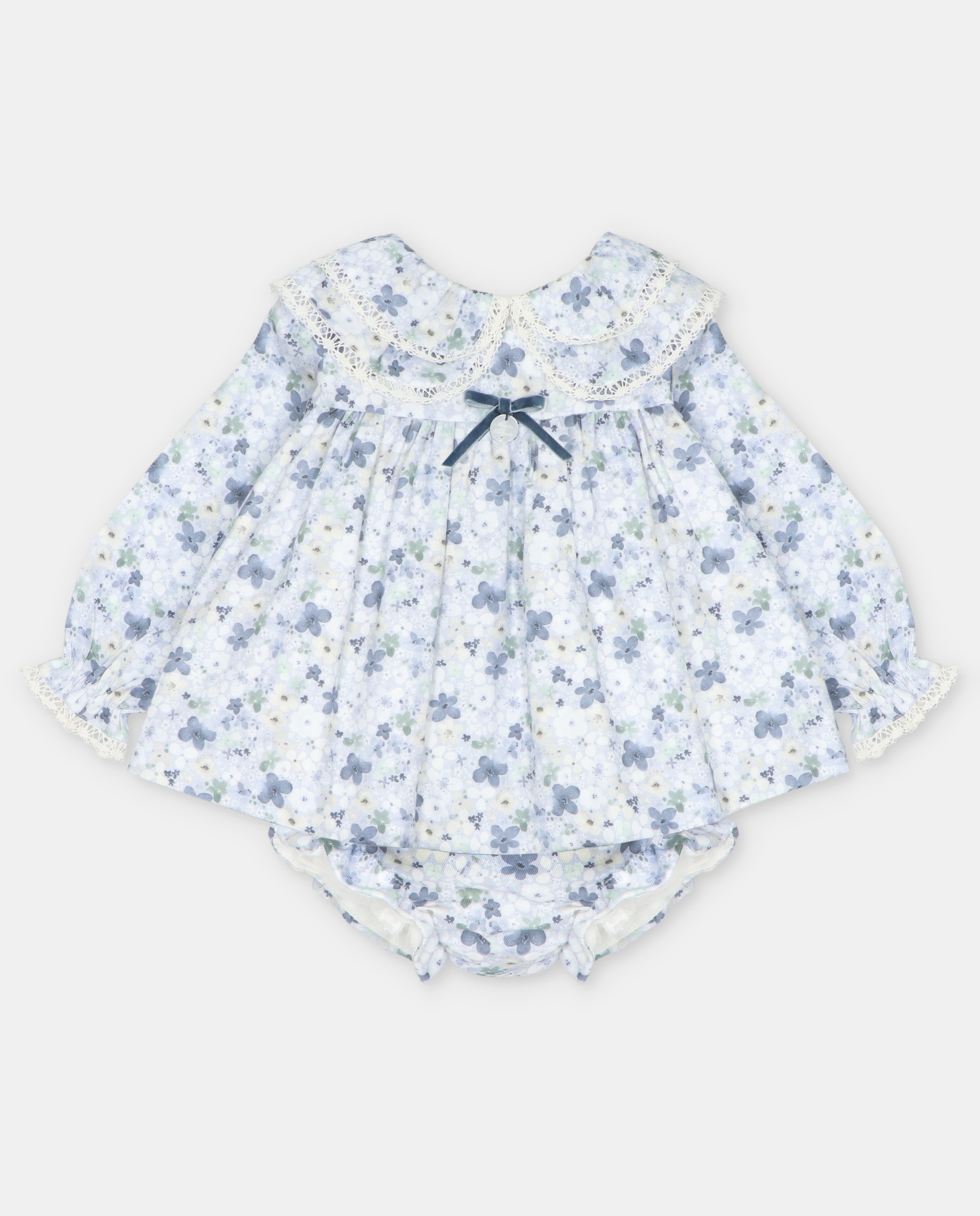Imagem 0 de Conjunto para Bebé de Vestido e Cobre-fraldas com Estampado de Flores