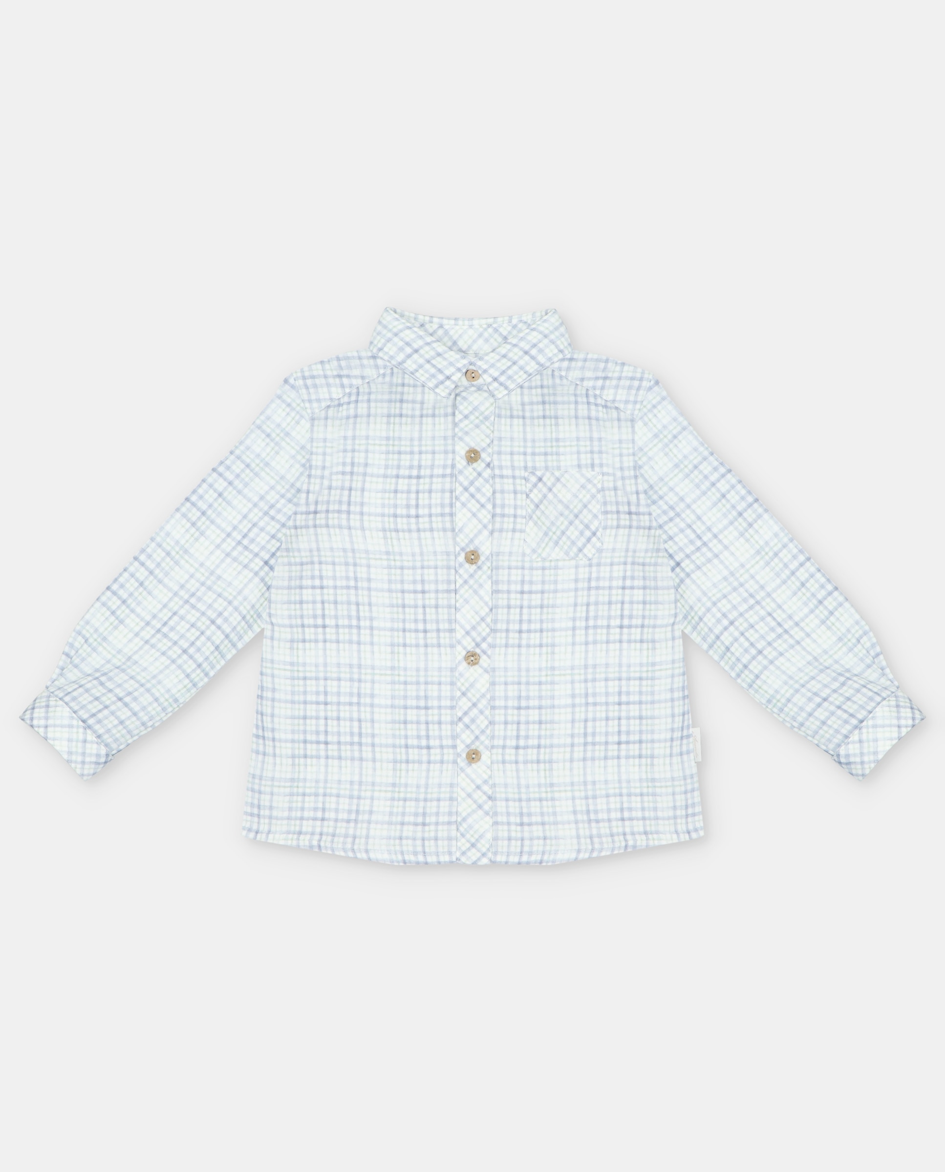 Imagem 0 de Camisa Infantil de Algodão Microestampada Aos Quadrados com Bolso