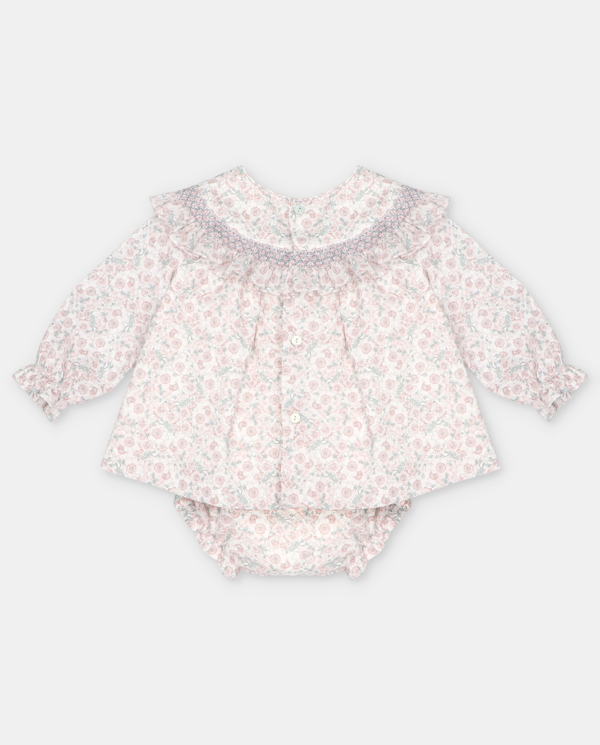 Conjunto para Bebé de Vestido e Cobre-fraldas com Microestampado de Fantasia Rosa-claro-2