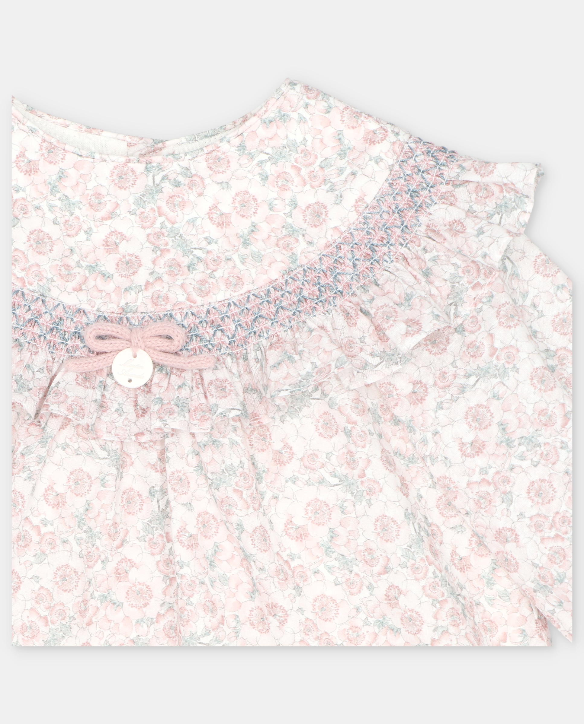 Conjunto para Bebé de Vestido e Cobre-fraldas com Microestampado de Fantasia Rosa-claro-3