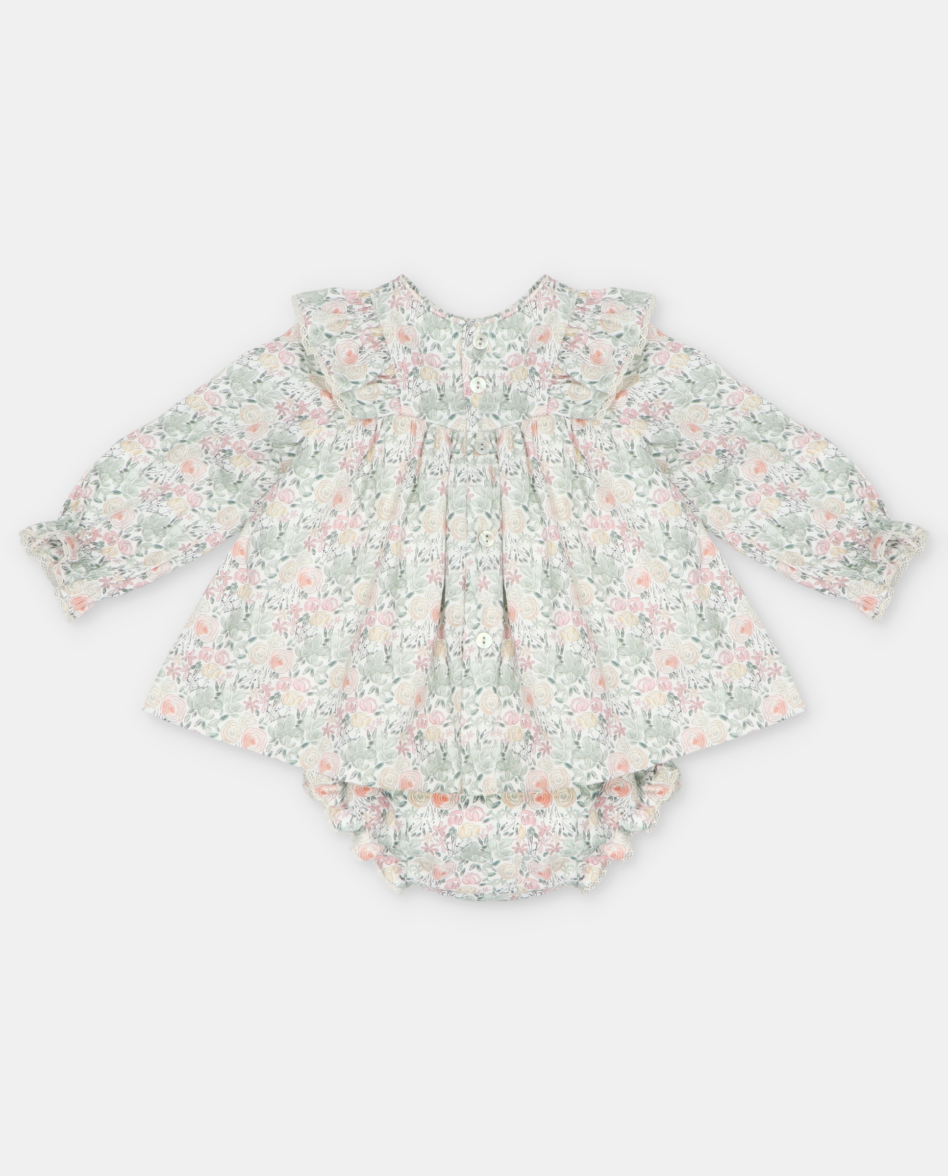 Conjunto para Bebé de Vestido e Tapa Fraldas com Estampado de Fantasia Verde-2