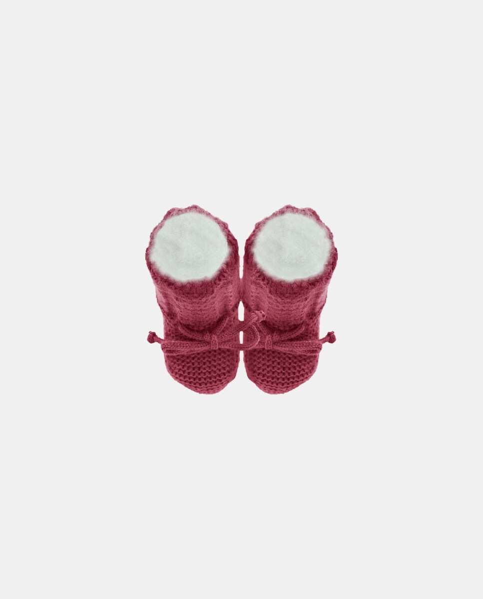 Sapatinhos de Bebés de Malha com Tranças Bordeaux-3