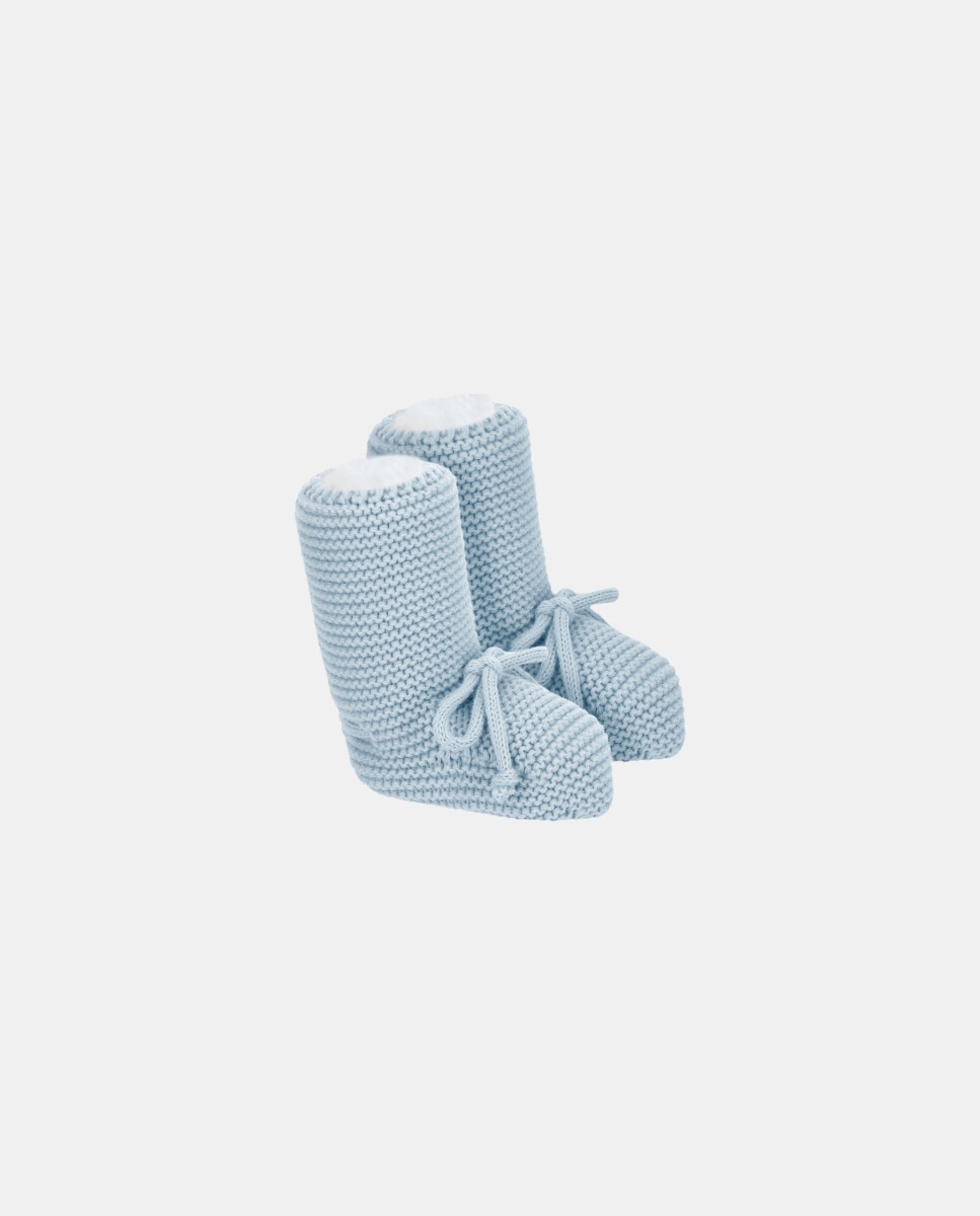 Sapatinhos Altos para Bebés de Malha Azul-celeste-2