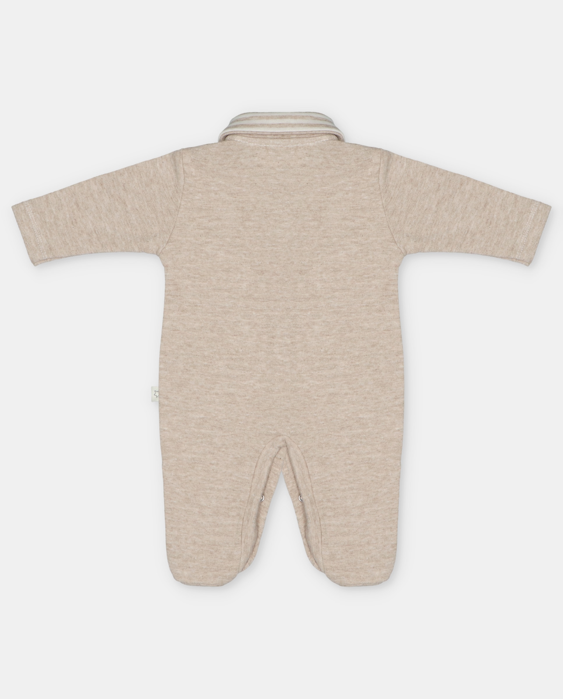 Pijama para Bebé de Interlock com Detalhes Microestampados Às Riscas Torrado-2