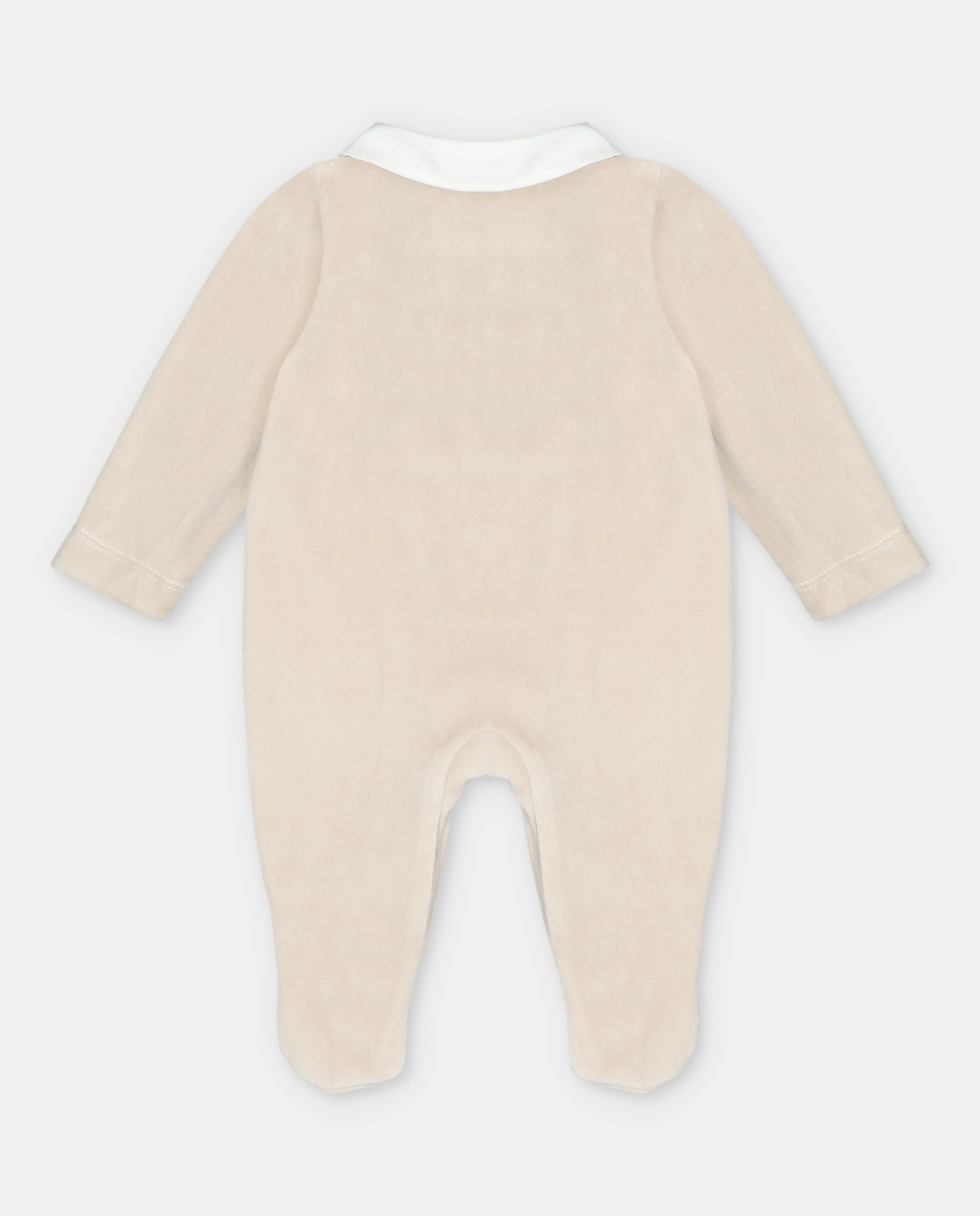 Pijama para Bebé de Veludo com Gola Bordada Estrelas Areia-2