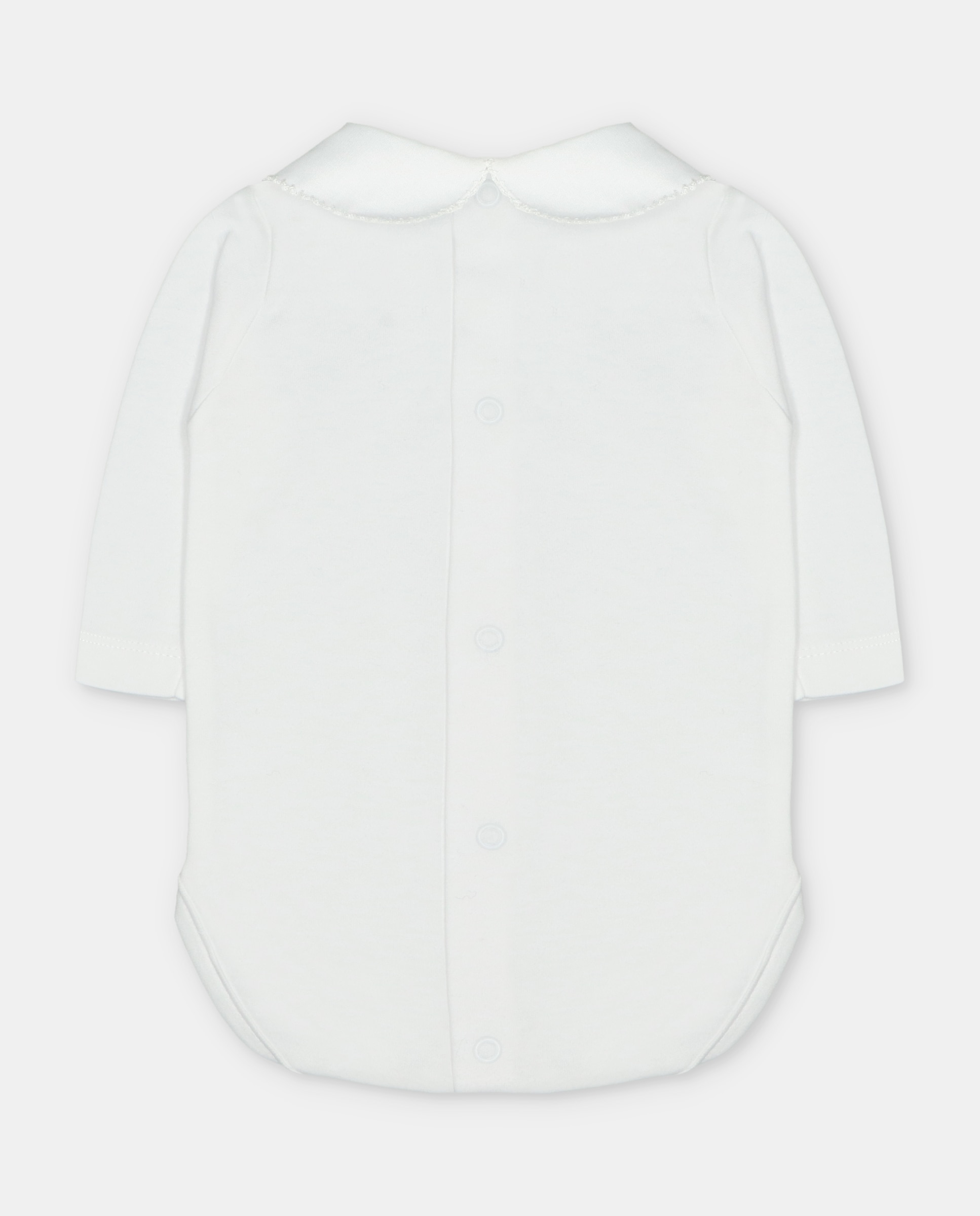 Body para Bebé de Interlock com Gola Bebé Pespontada Branco-2