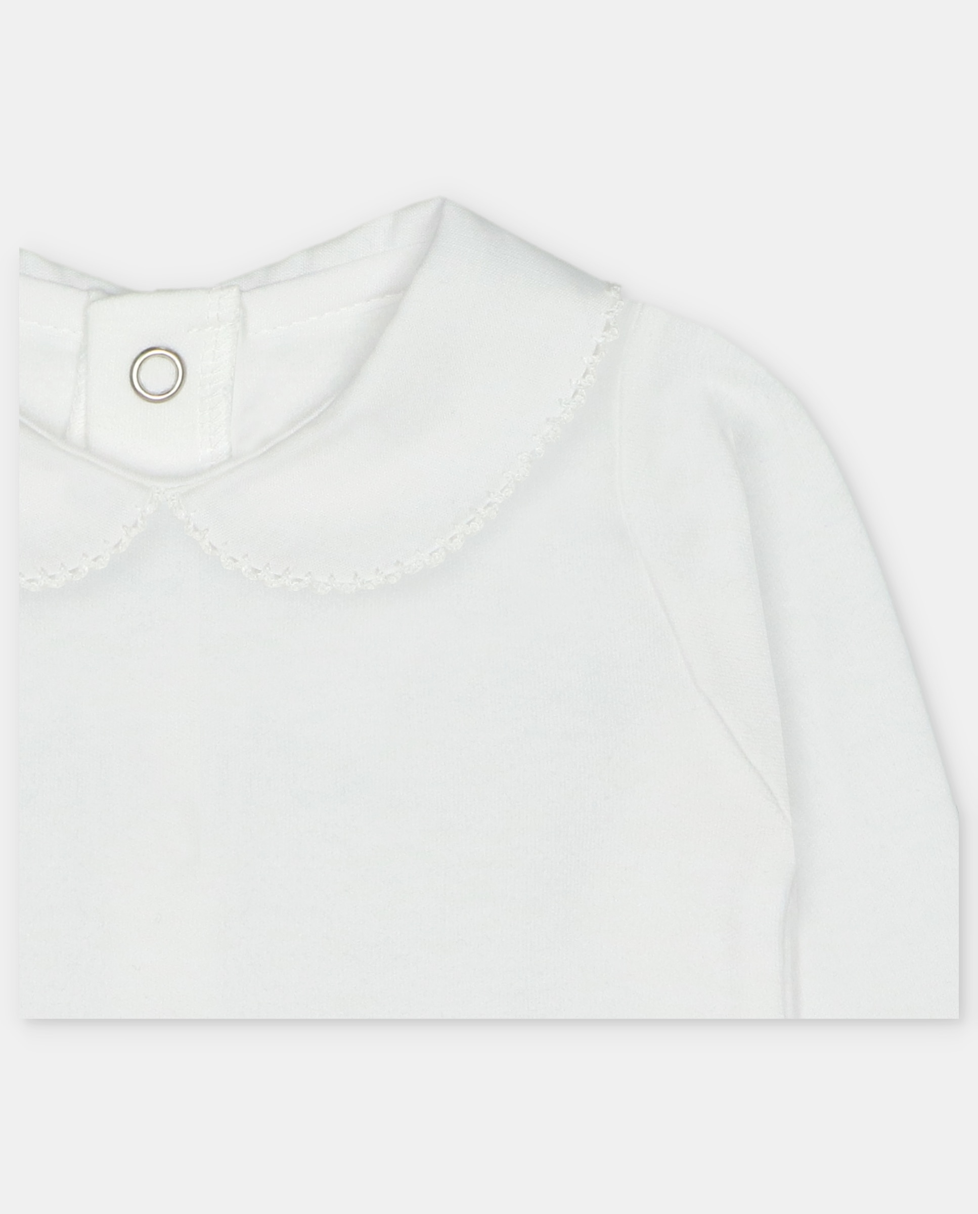 Body para Bebé de Interlock com Gola Bebé Pespontada Branco-3