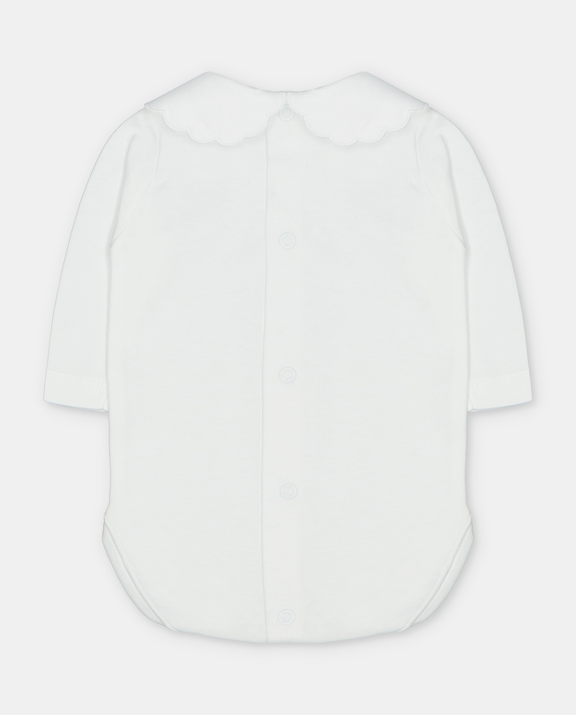 Body para Bebé de Interlock com Gola Folho Branco-2