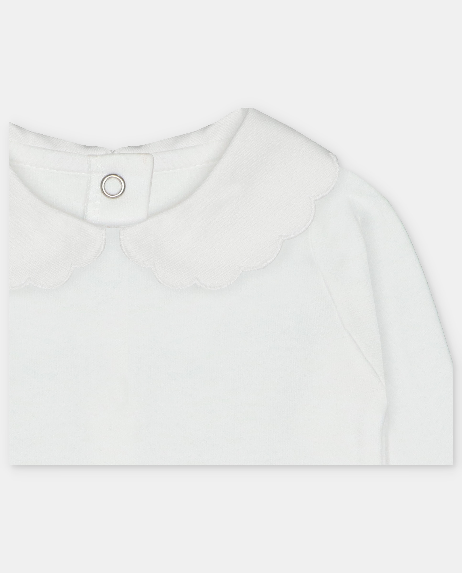 Body para Bebé de Interlock com Gola Folho Branco-3
