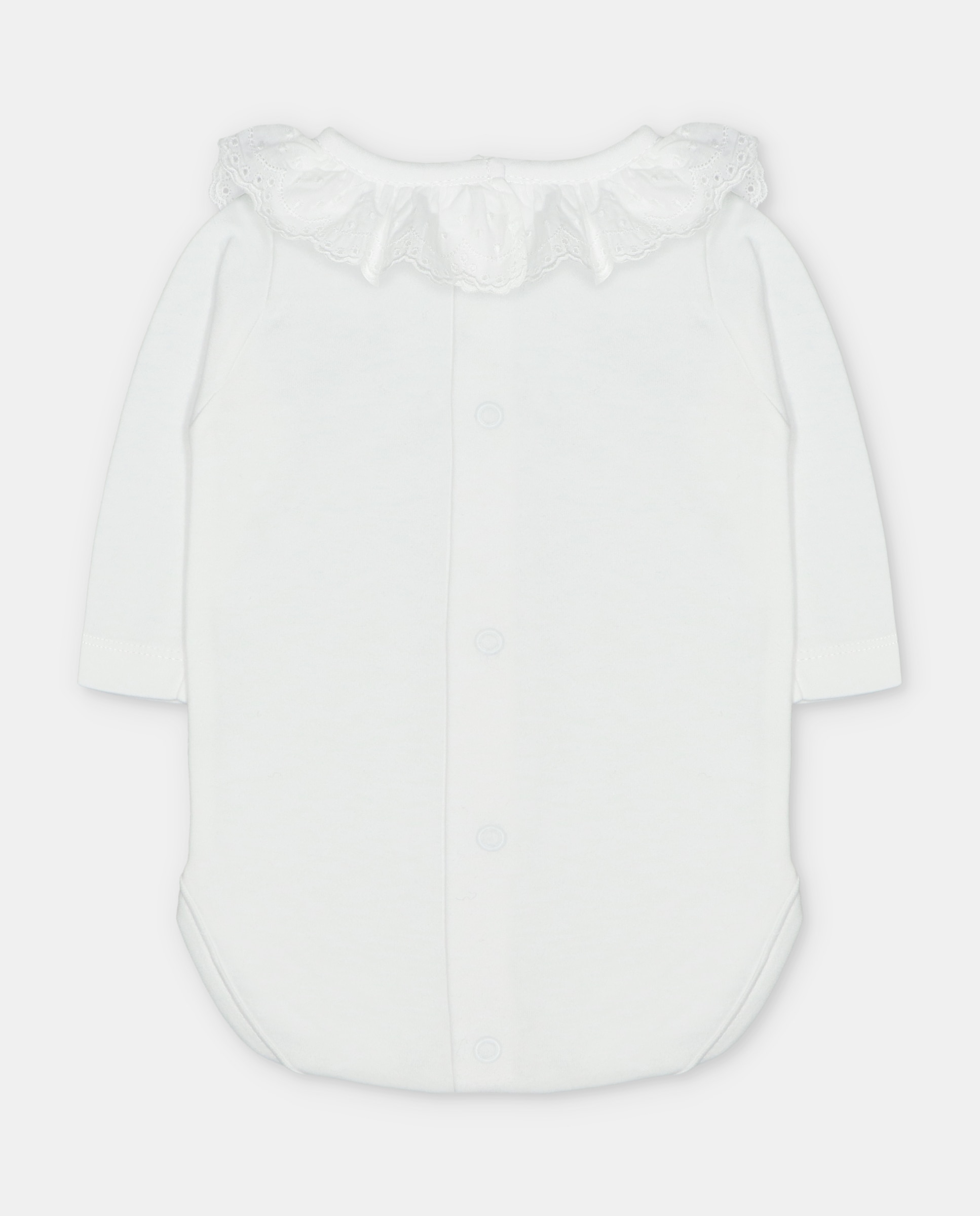 Body para Bebé de Interlock com Gola Folho Bordada Branco-2