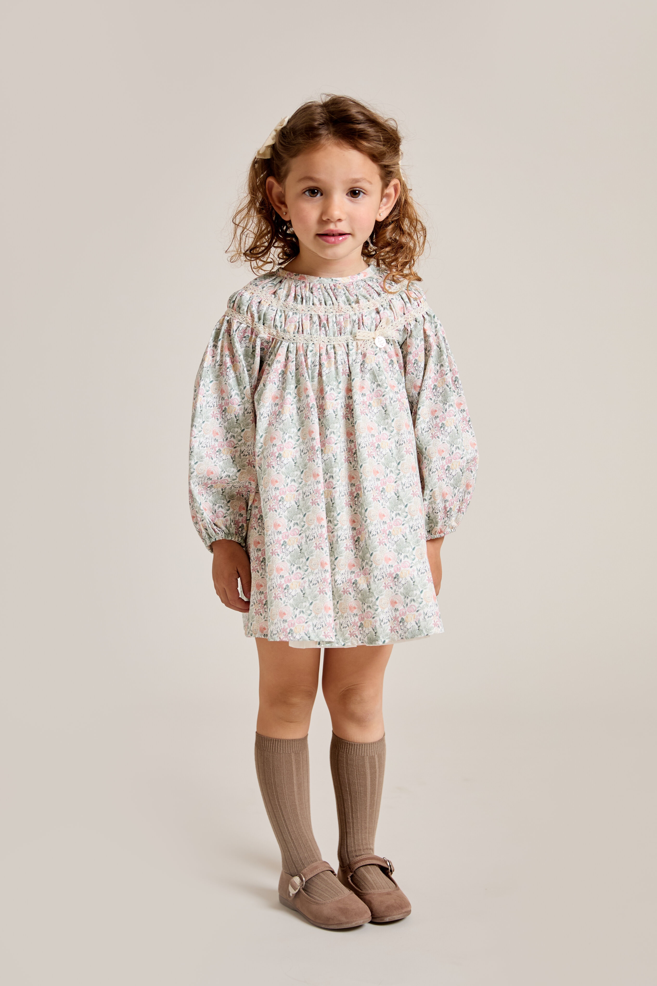Vestido para Bebé de Algodão com Estampado de Fantasia Verde-4