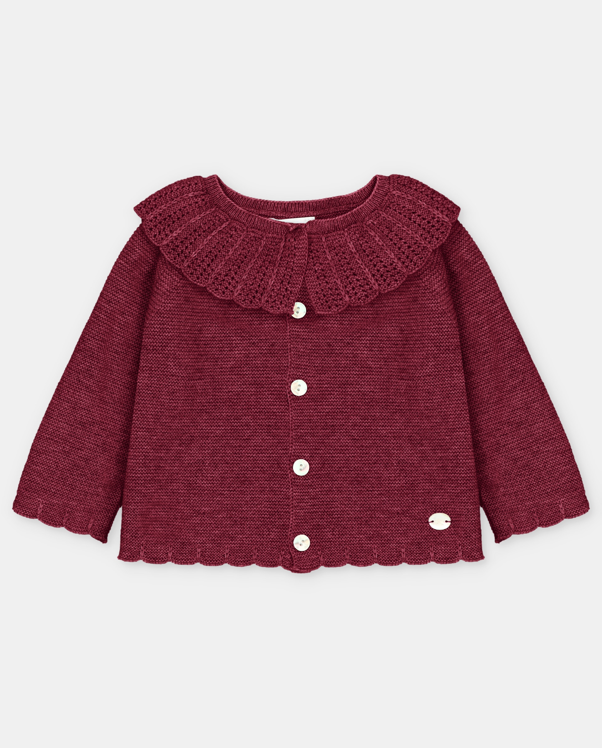 Imagem 0 de Casaco Infantil Tricot com Gola Folho Perfurada