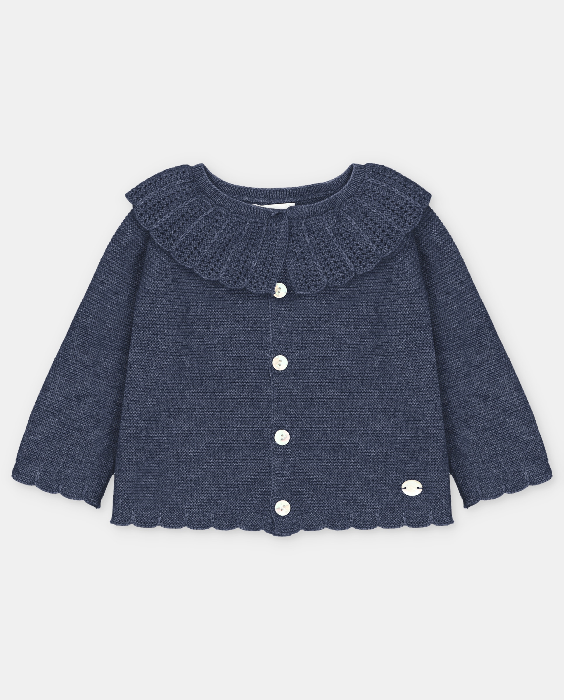Imagem 0 de Casaco Infantil Tricot com Gola Folho Perfurada