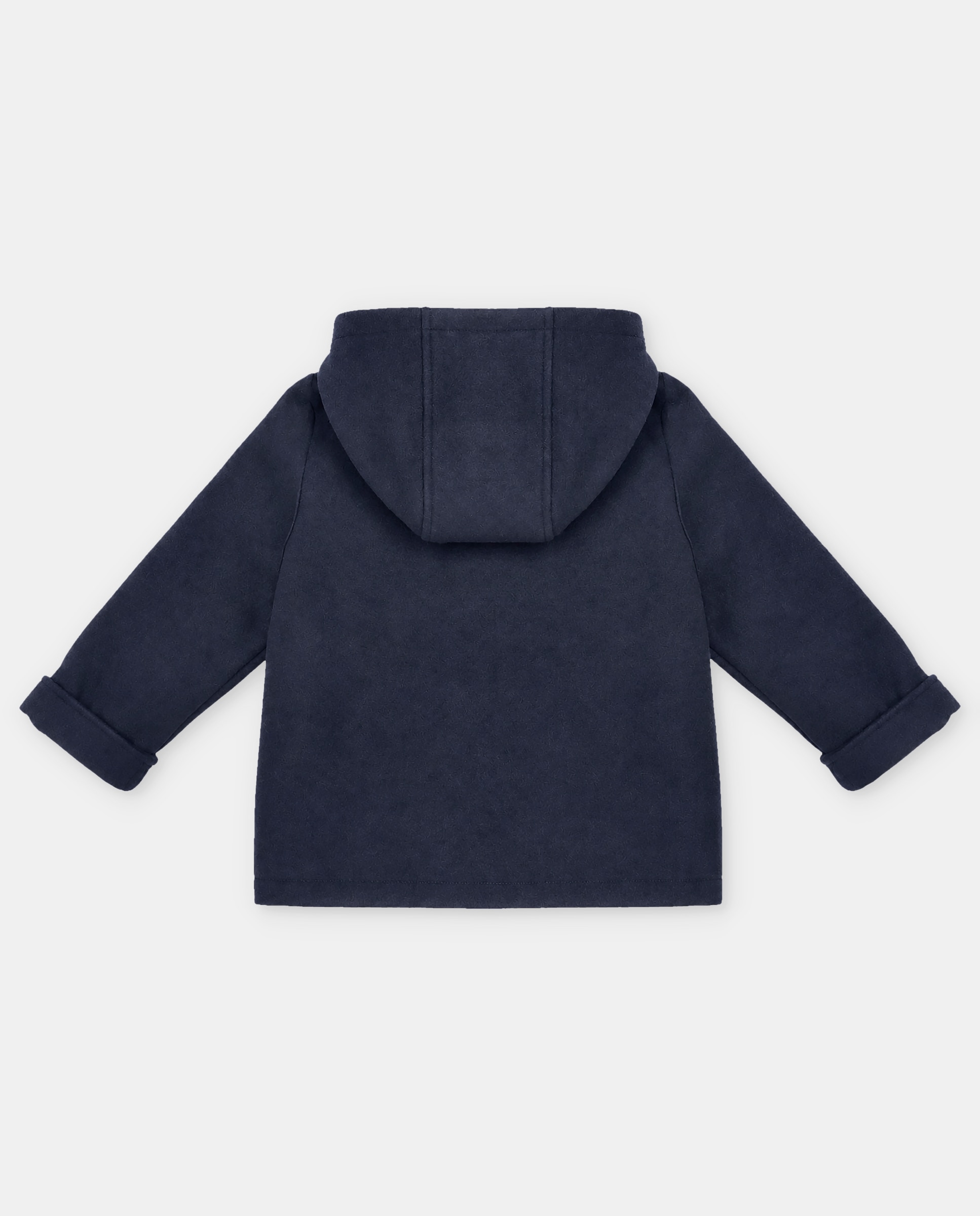 Trenka para Bebé de Pano com Capuz, Gola Camiseiro e Forro Estampado Aos Quadrados Marinho-2