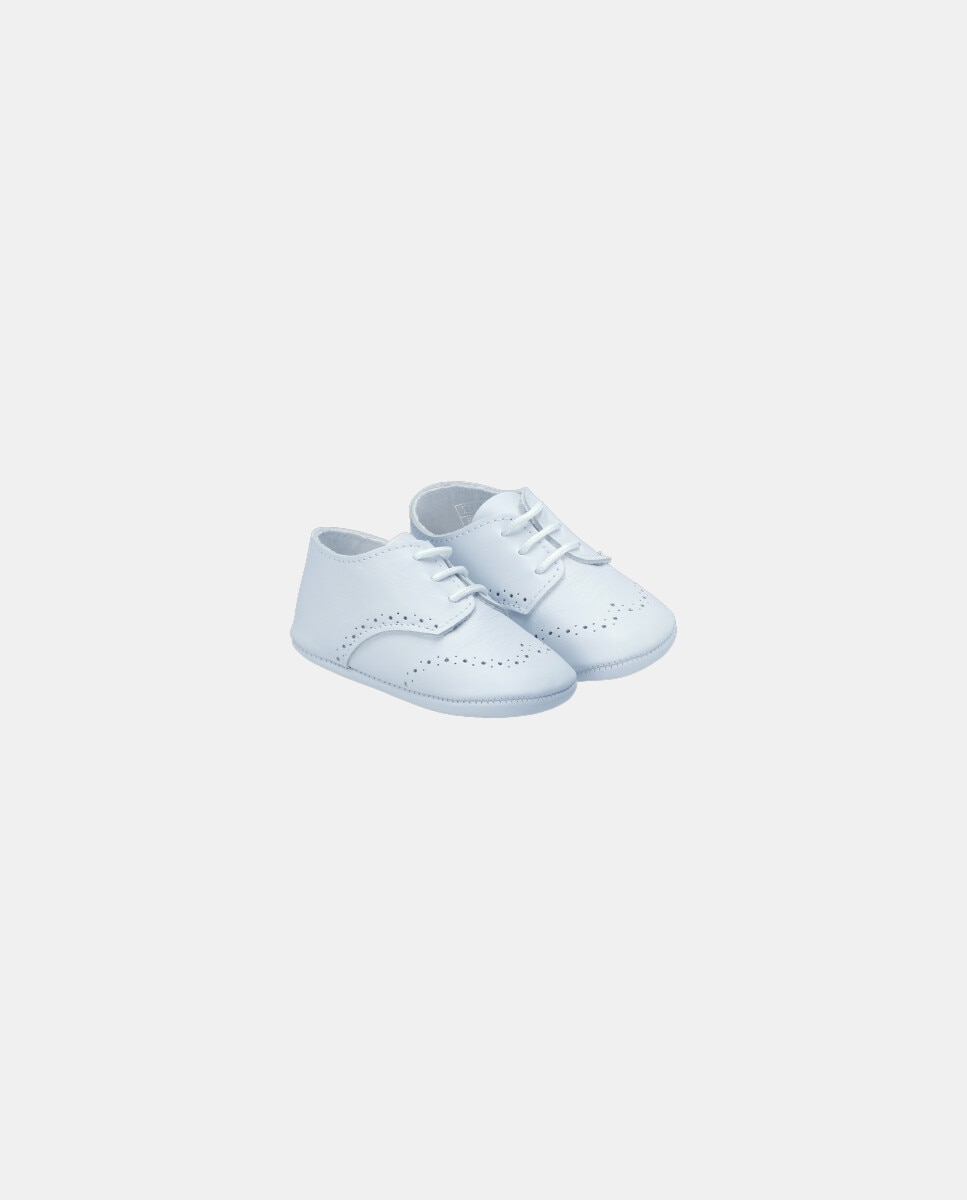 Sapatos com Atacadores para Bebé de Pele Azul-celeste-2