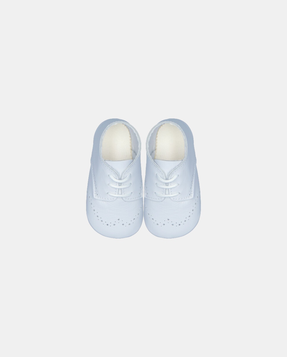 Sapatos com Atacadores para Bebé de Pele Azul-celeste-3